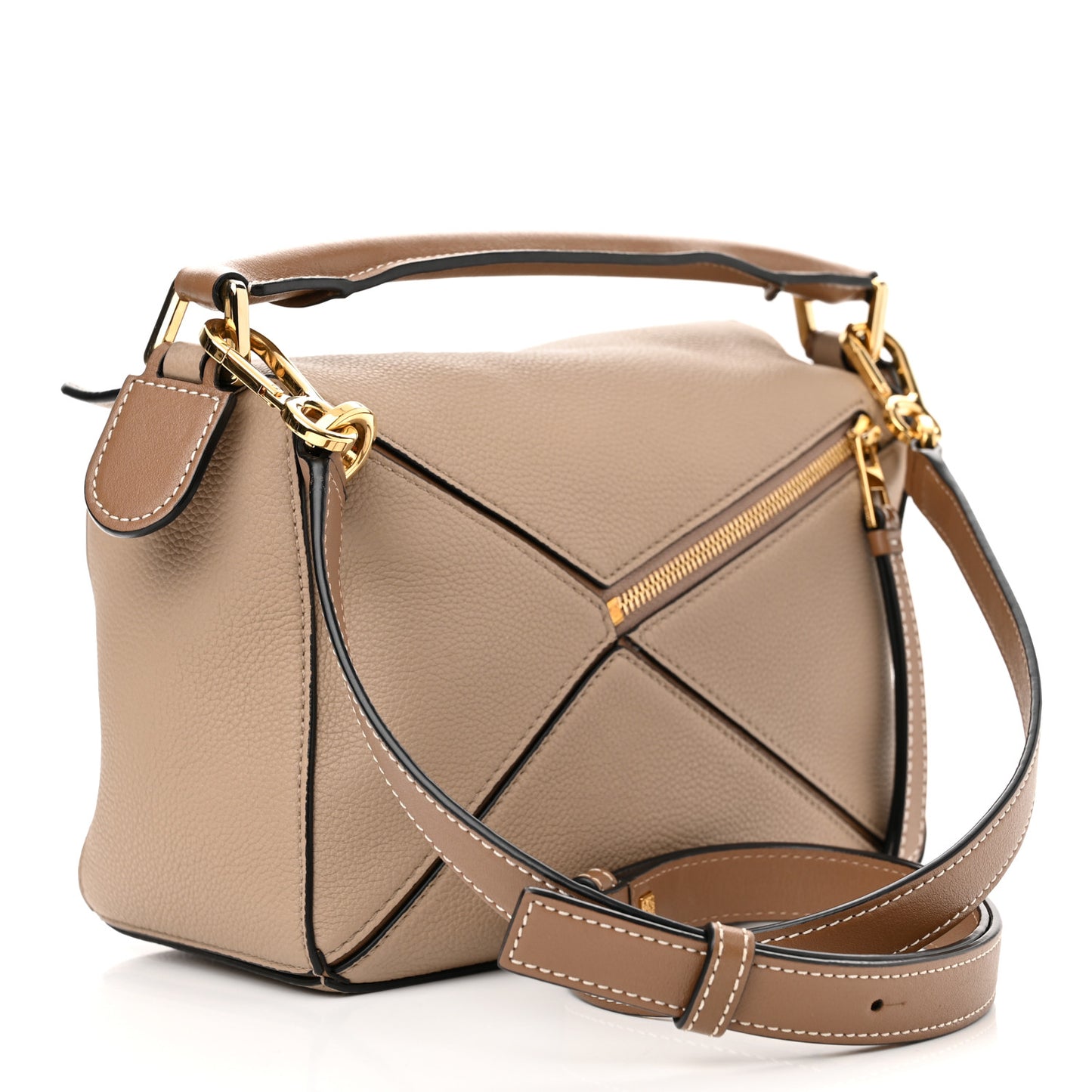 Grained Calfskin Small Puzzle Bag Sand Mink
