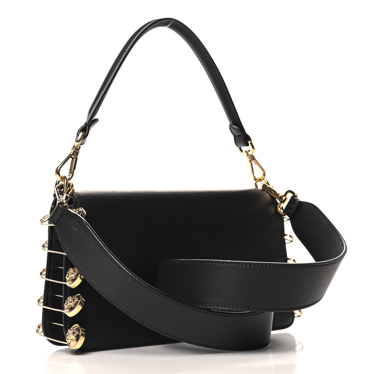 Fendi X VERSACE Vitello Seta Fendace Brooch Baguette Black 3 of 11