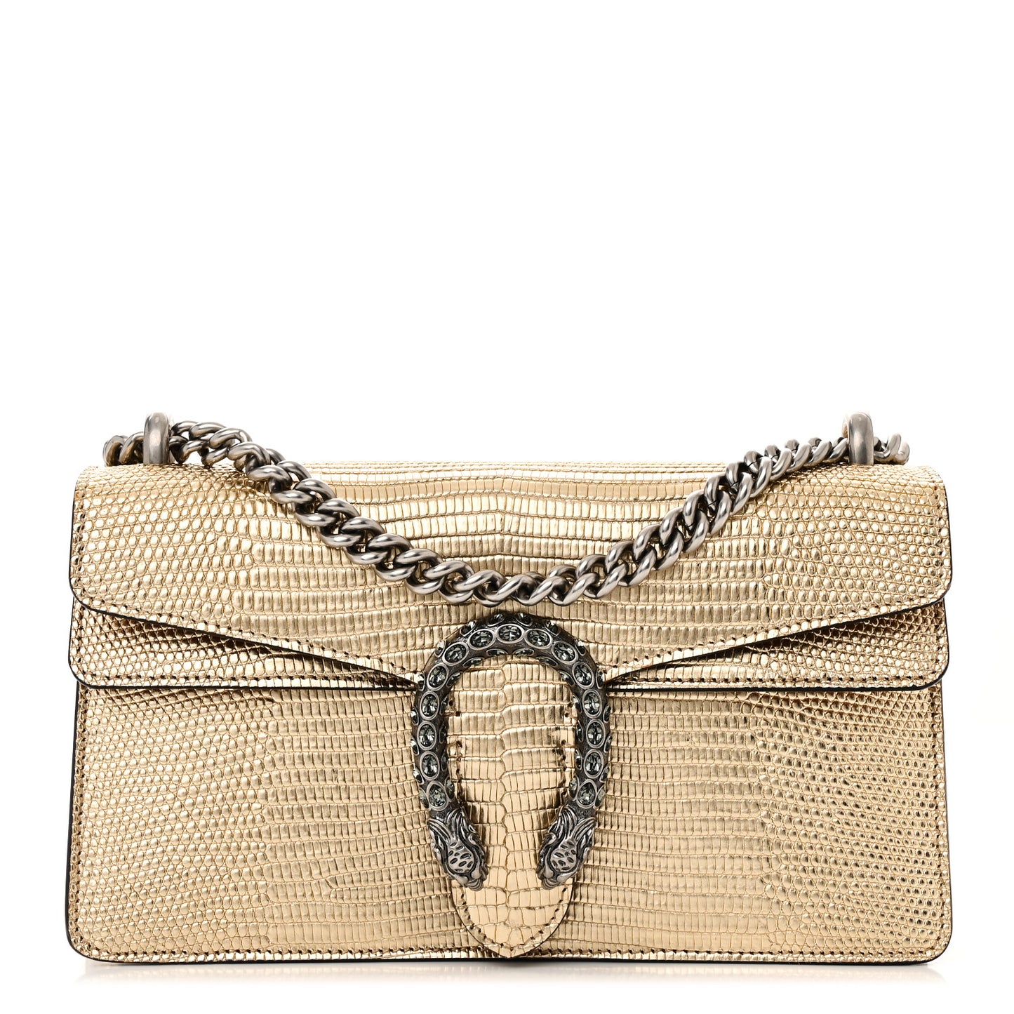 Metallic Lizard Crystal Small Dionysus Shoulder Bag Gold