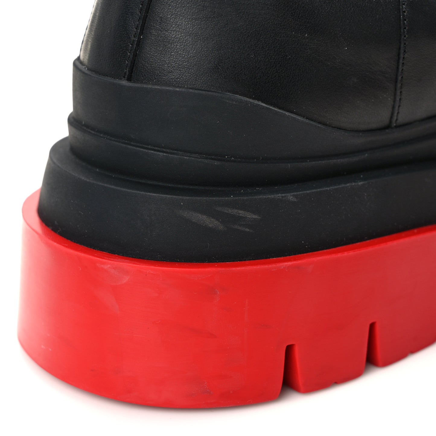 Calfskin Mens The Tire Cropped Chelsea Boots 40 Black Bright Red