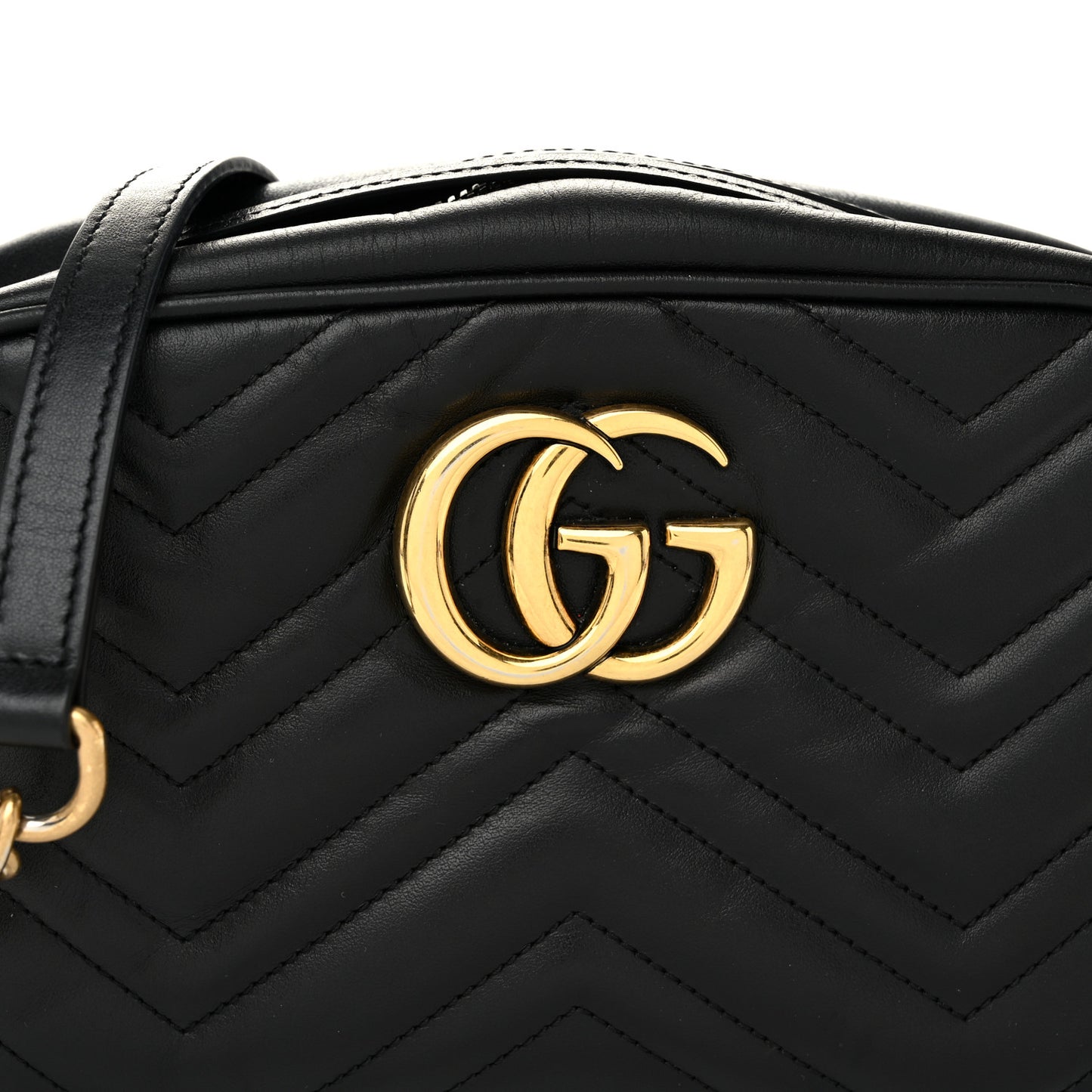 Calfskin Matelasse Small GG Marmont Chain Shoulder Bag Black