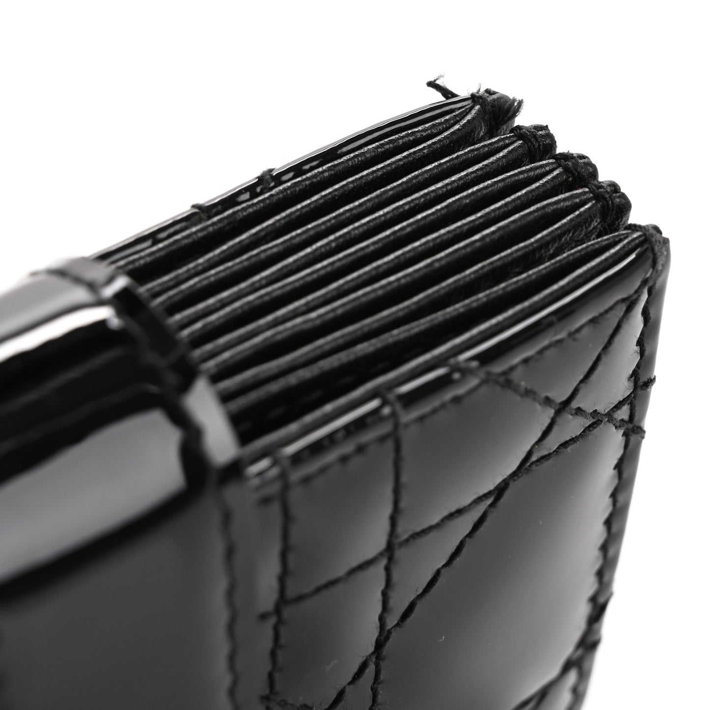 Patent Cannage Lady Dior 5-Gusset Card Holder Black