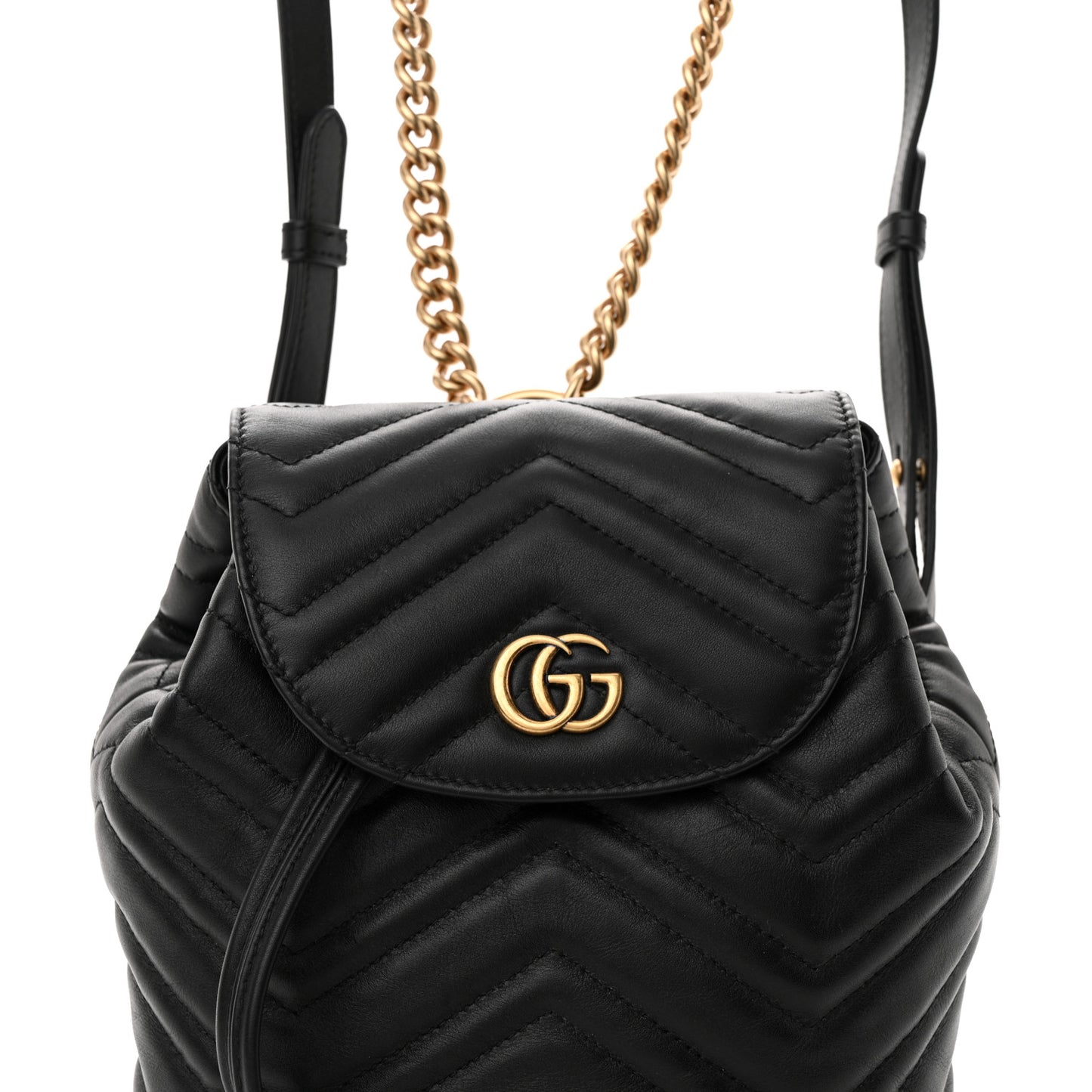 Calfskin Matelasse GG Marmont Flap Backpack Black