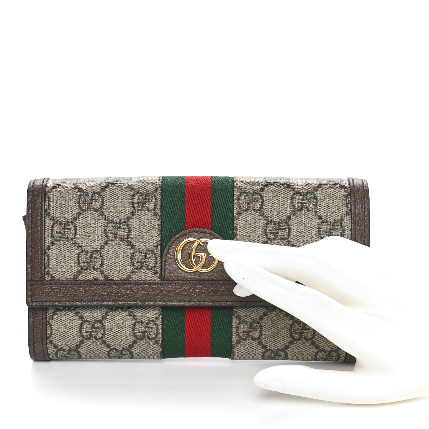 GG Supreme Monogram Web Ophidia Continental Wallet Brown