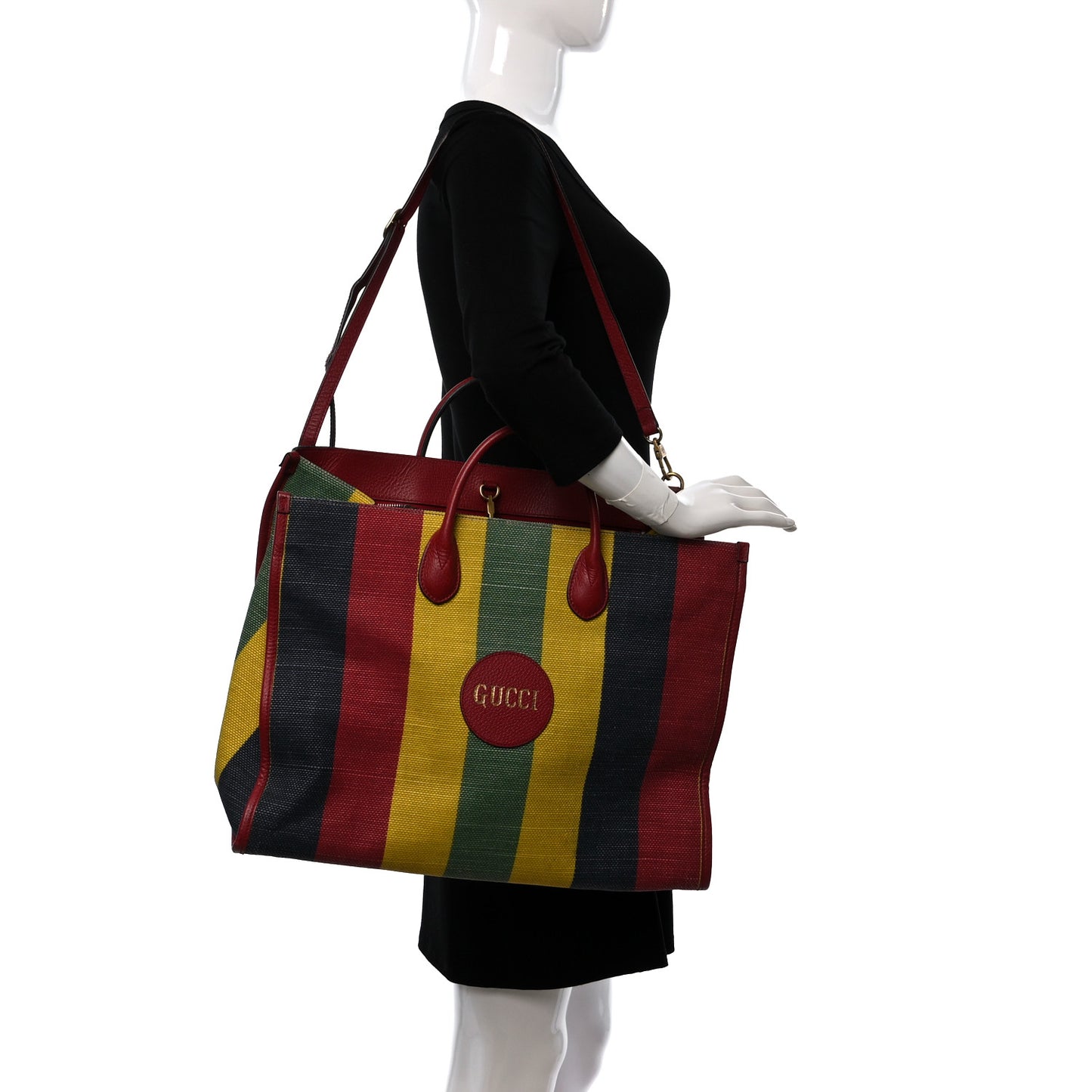 Canvas Marley Stripe Script Logo Large Gucci 100 Tote Bag Multicolor
