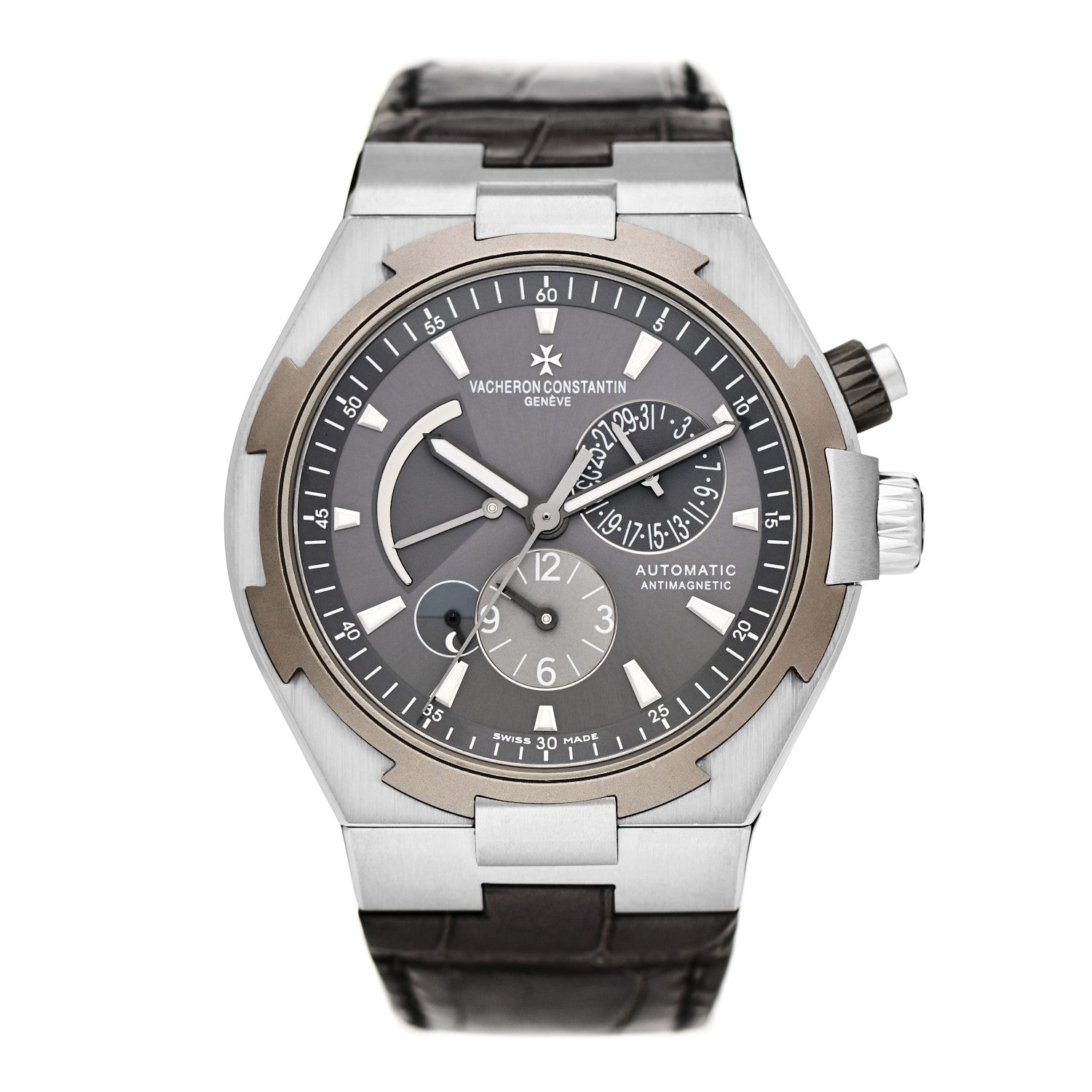 Vacheron Constantin Stainless Steel Alligator 42mm Overseas Dual Time Automatic Watch Grey 47450/000W-9511 1 of 5