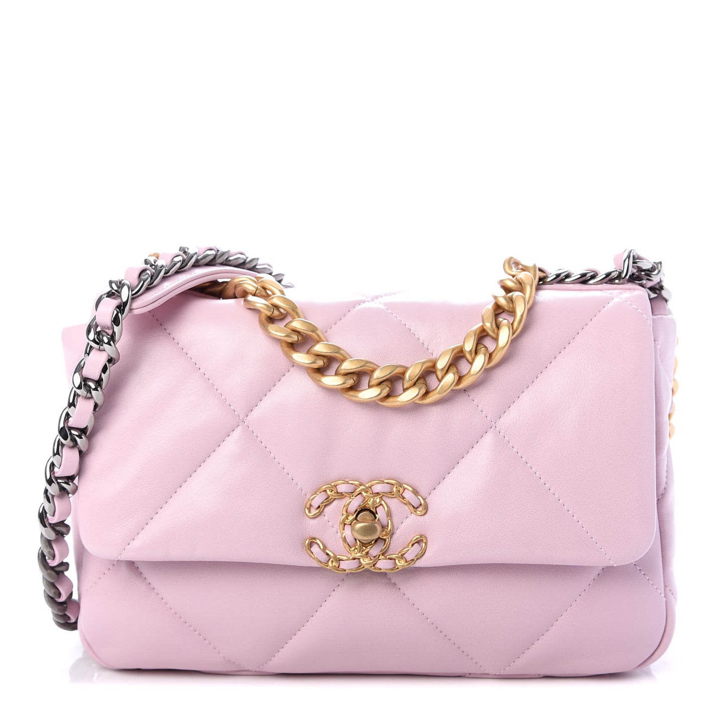 Lambskin Quilted Medium Chanel 19 Flap Light Pink