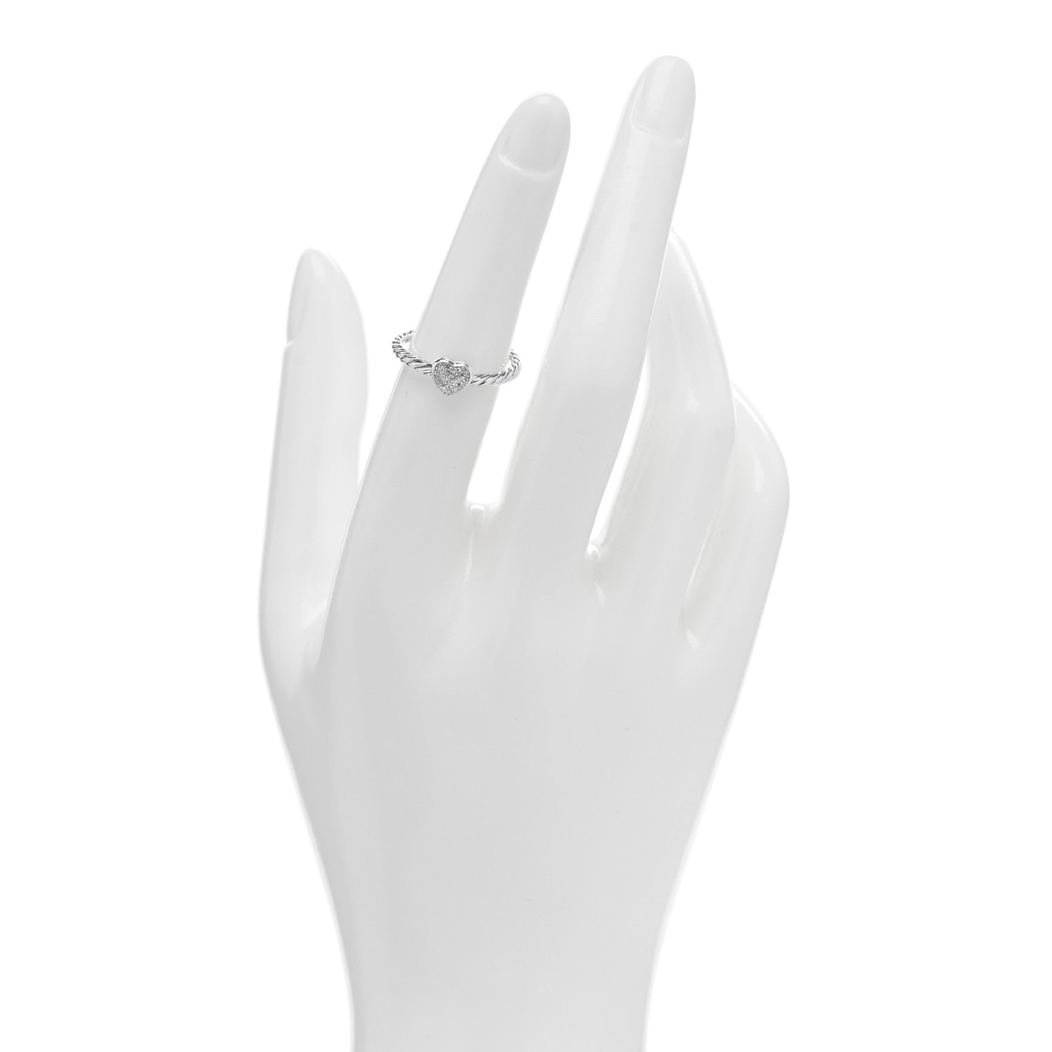 David Yurman Sterling Silver Diamond Cable Classics Heart Ring 52 6 2 of 4