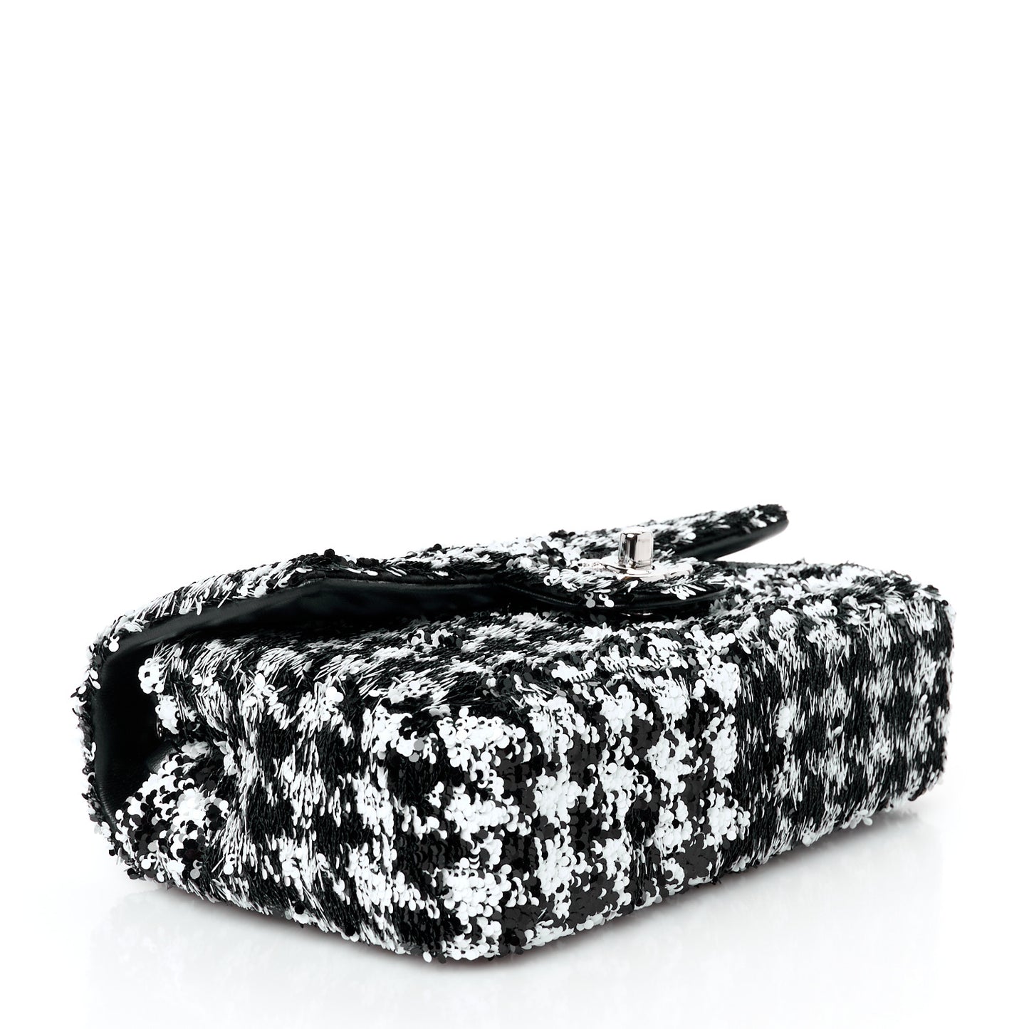Sequin Houndstooth Small Flap Black White