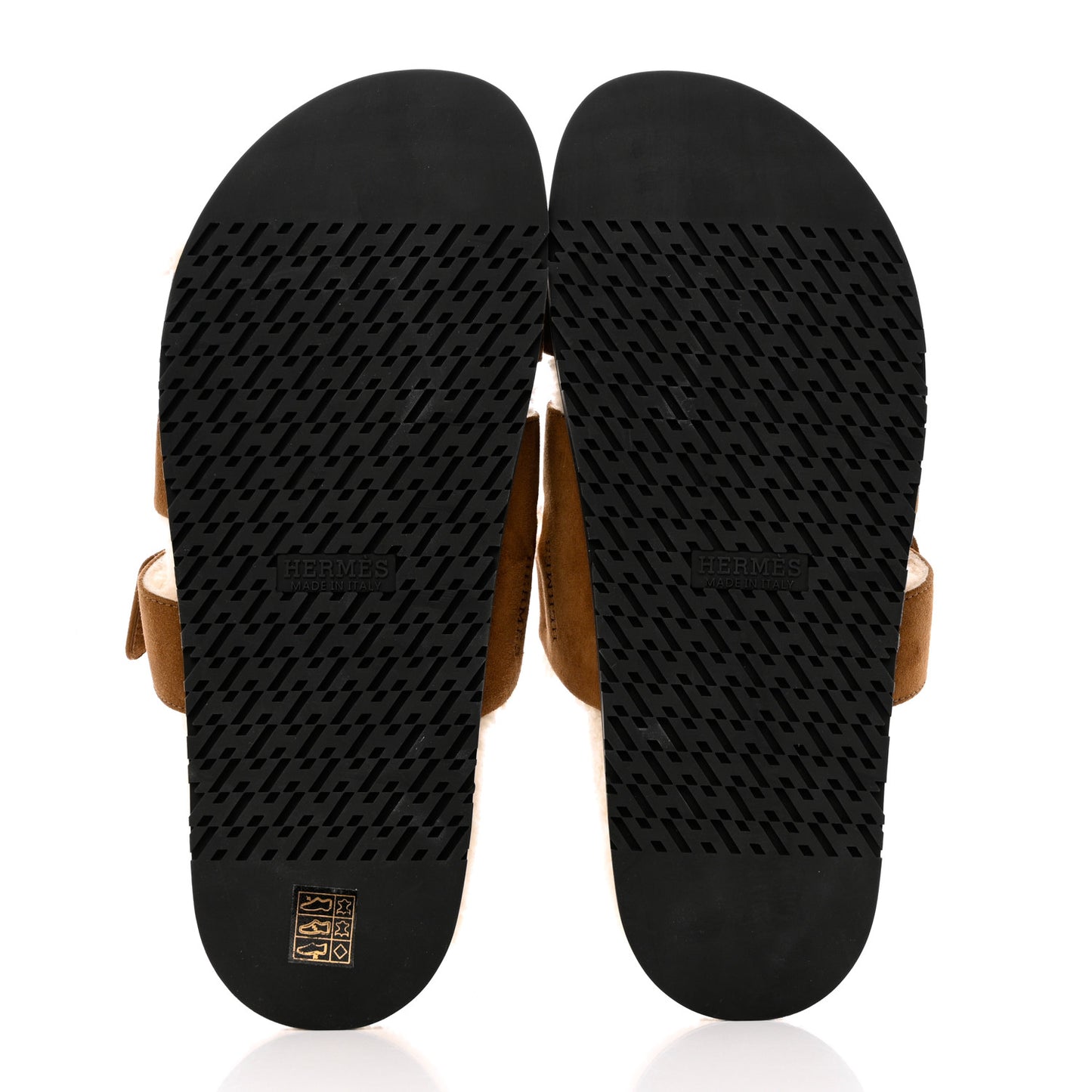 Suede Goatskin Woolskin Mens Chypre Sandals 43.5 Brun Fume Ecru