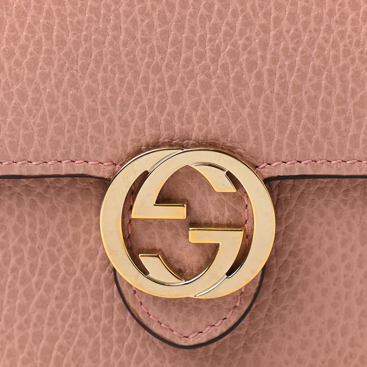 Dollar Calfskin Interlocking G Chain Wallet Soft Pink