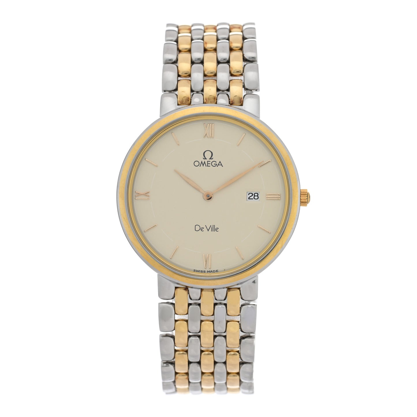 Stainless Steel 18K Yellow Gold 32mm De Ville Quartz Watch Champagne 796.2379