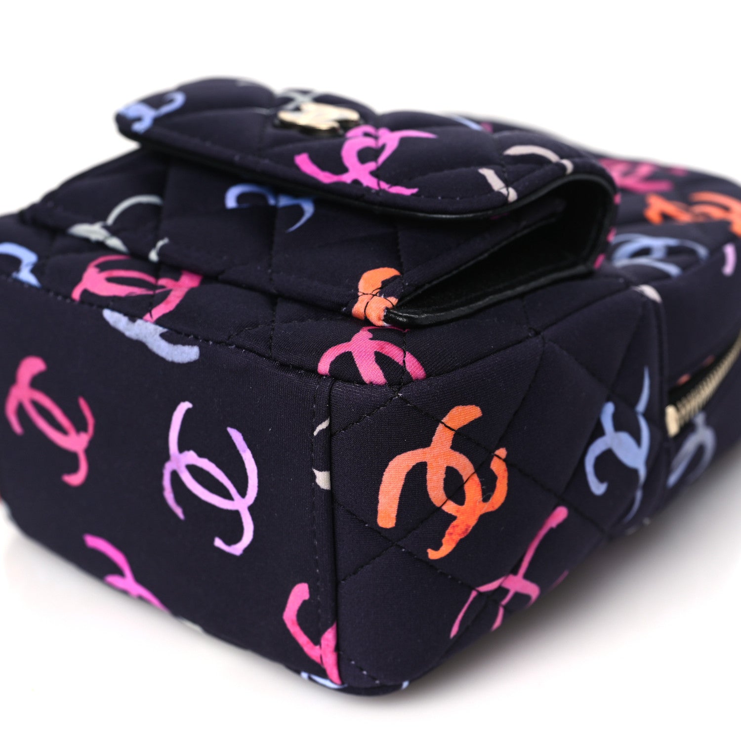 Chanel Printed Fabric Quilted CC Mini Classic Backpack Black Multicolor 10 of 10