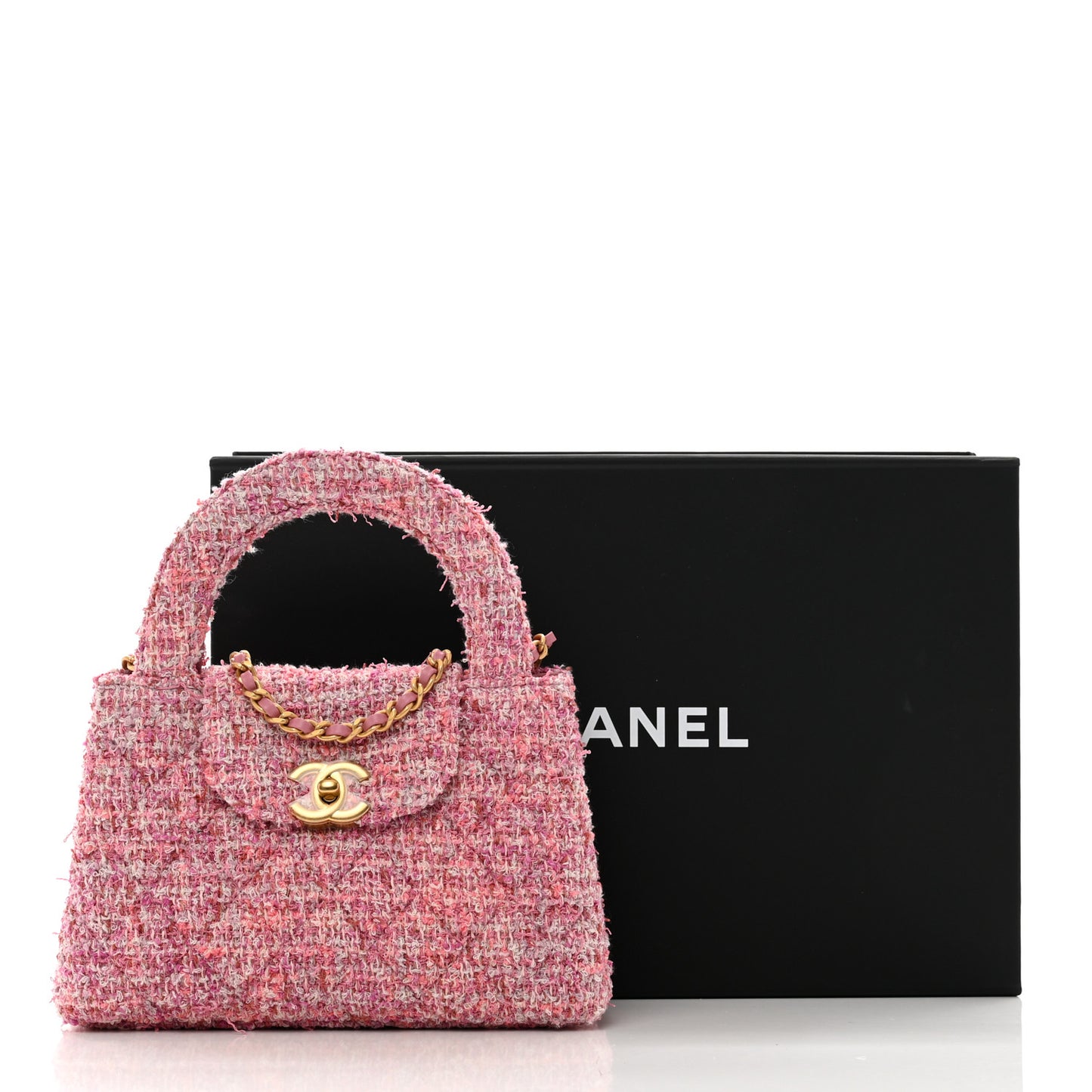 Tweed Quilted Nano Kelly Shopper Pink