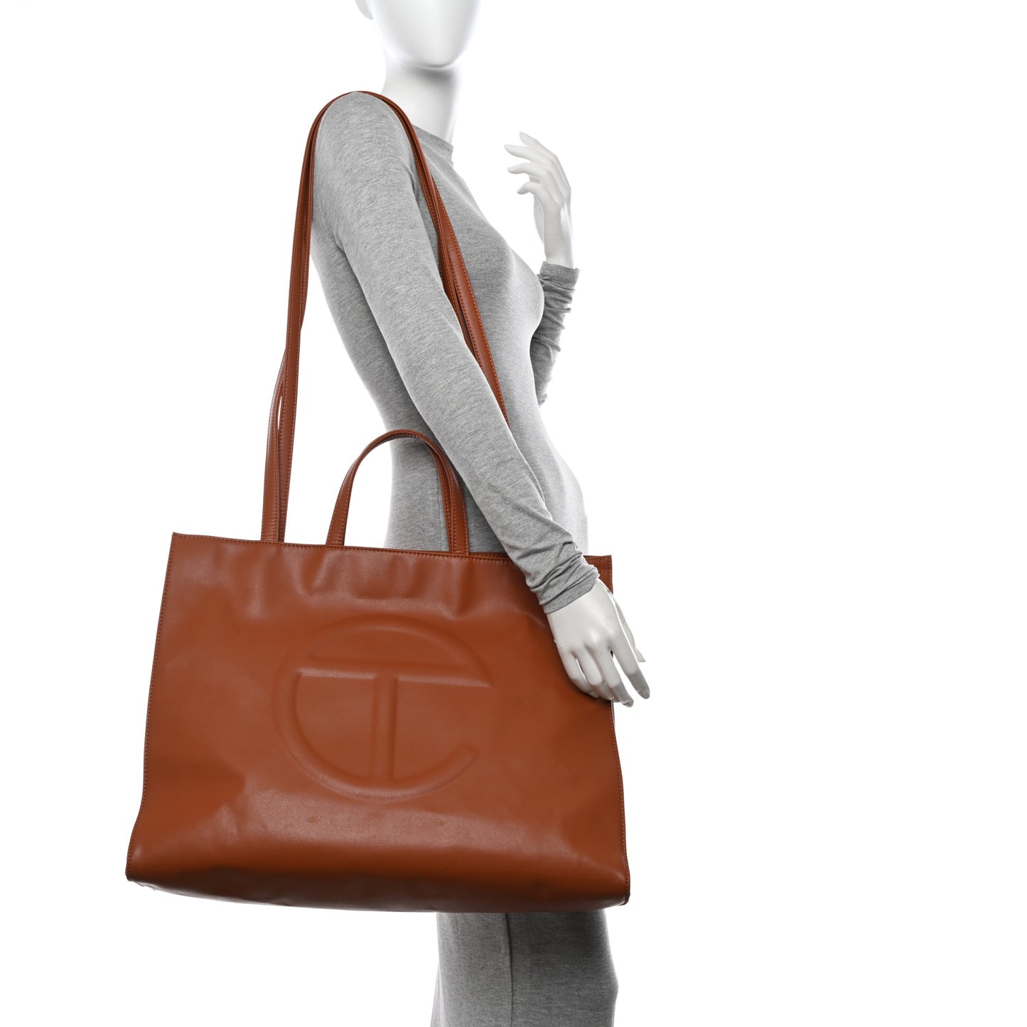 Vegan Leather Large Shopping Bag Tan