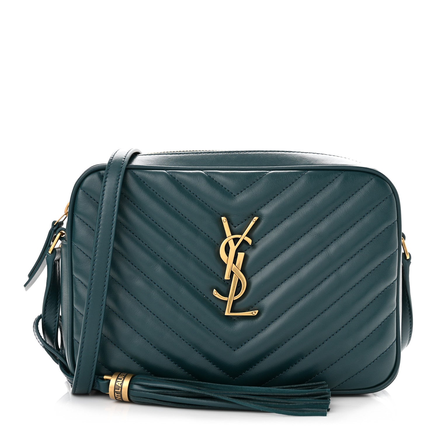 Saint Laurent Calfskin Matelasse Monogram Lou Camera Bag Sea Turquoise 1 of 10