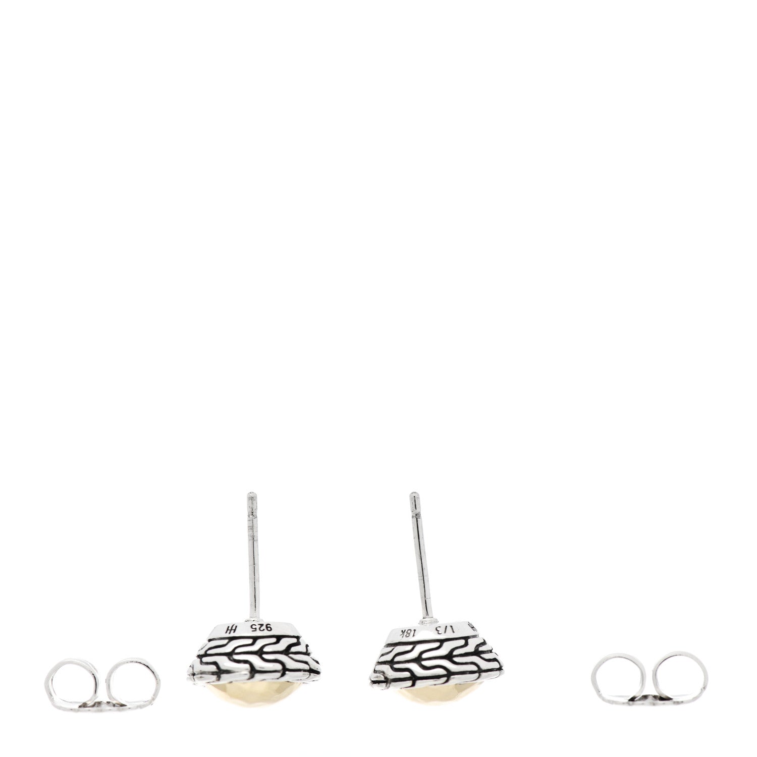 John Hardy Sterling Silver 18K Yellow Gold Palu Round Earrings 3 of 4
