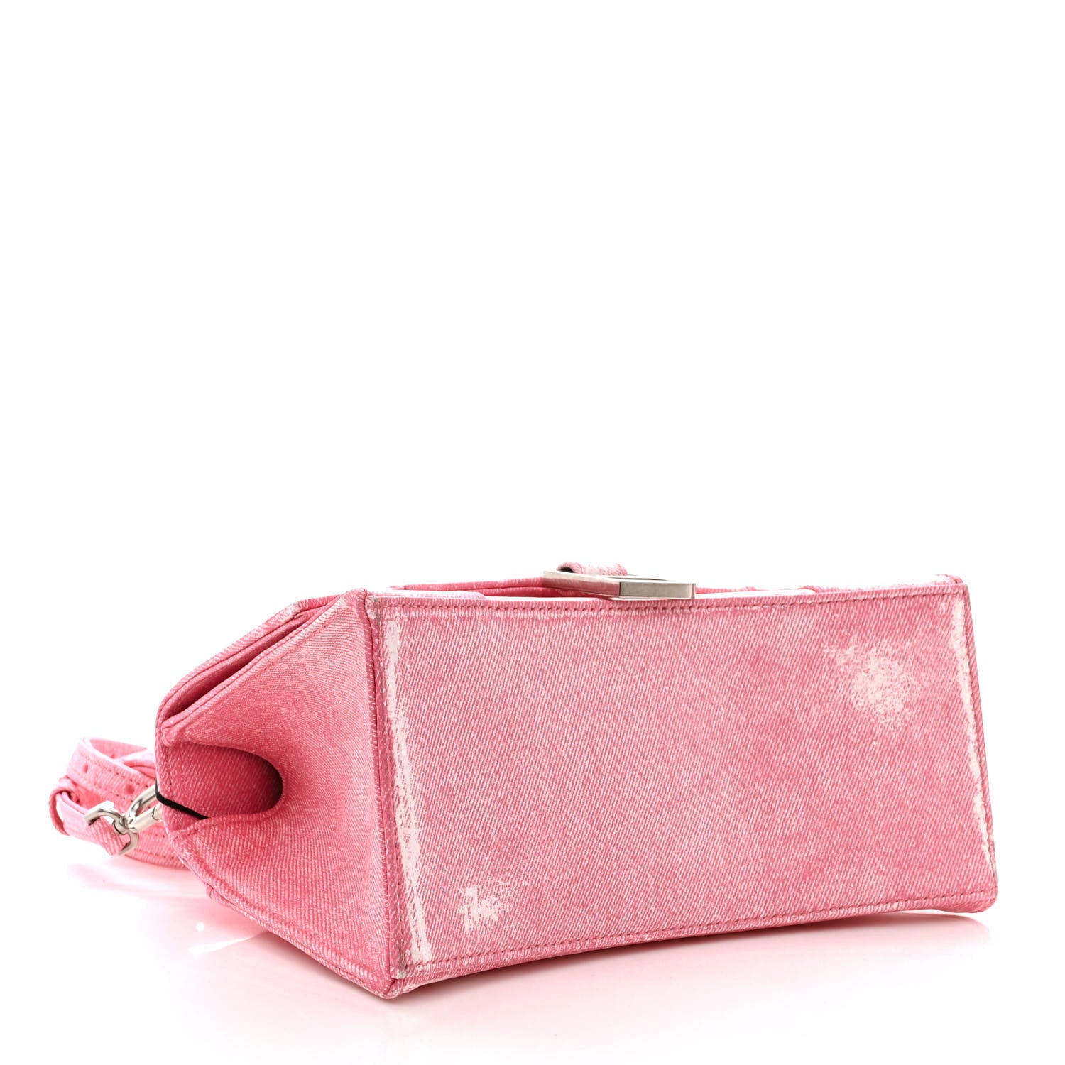 Balenciaga Nappa Denim Printed Small Hourglass Top Handle Bag Denim Pink 4 of 11