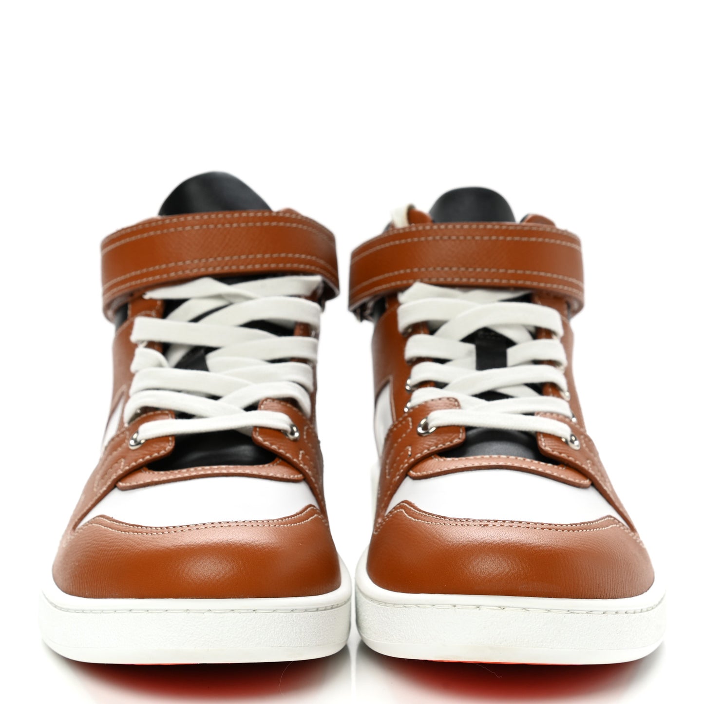 Calfskin Epsom Mens High Top Freestyle Sneakers 39.5 Naturel Multicolore