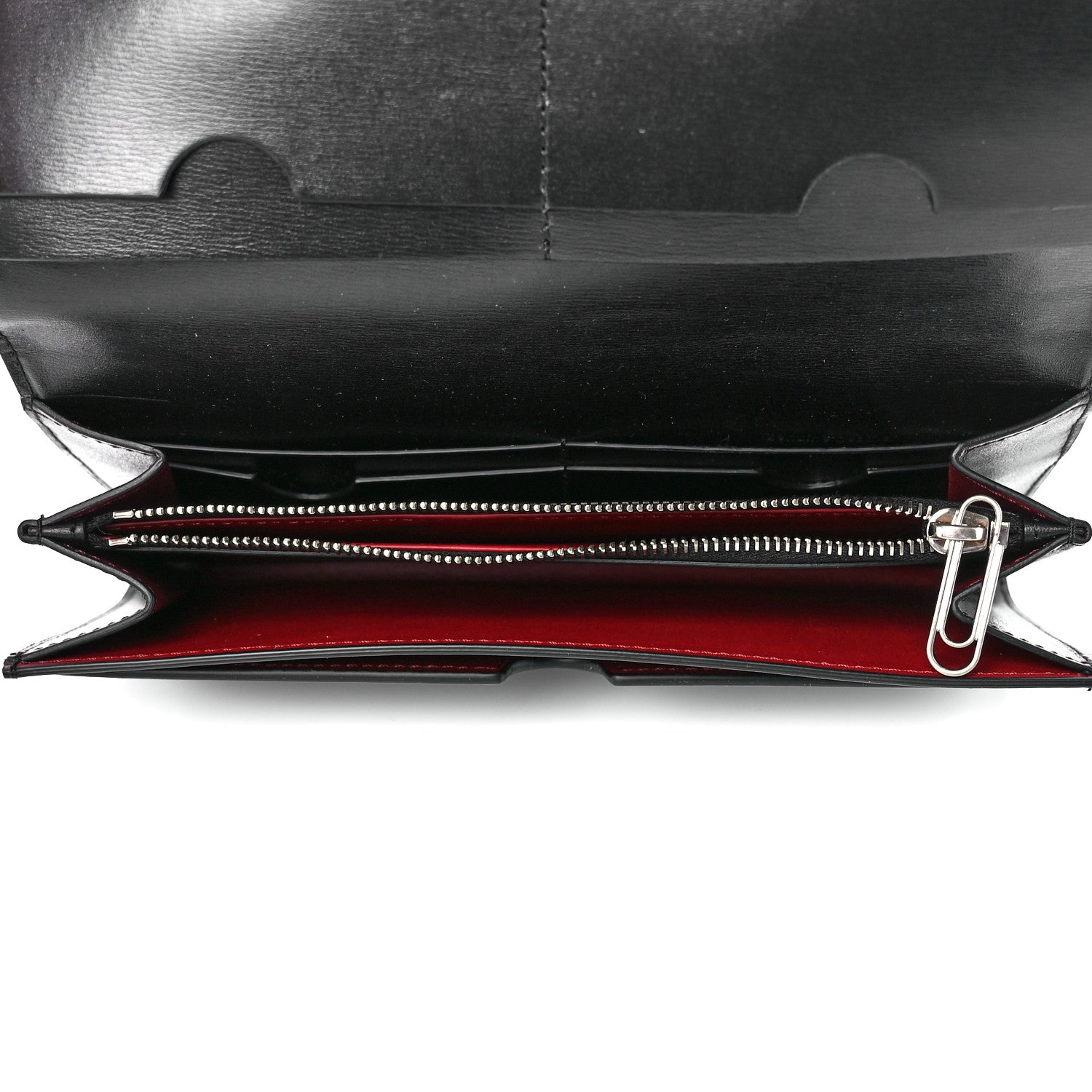 Off-White Calfskin Jitney Logo Flap Wallet On Chain Black 5 of 10