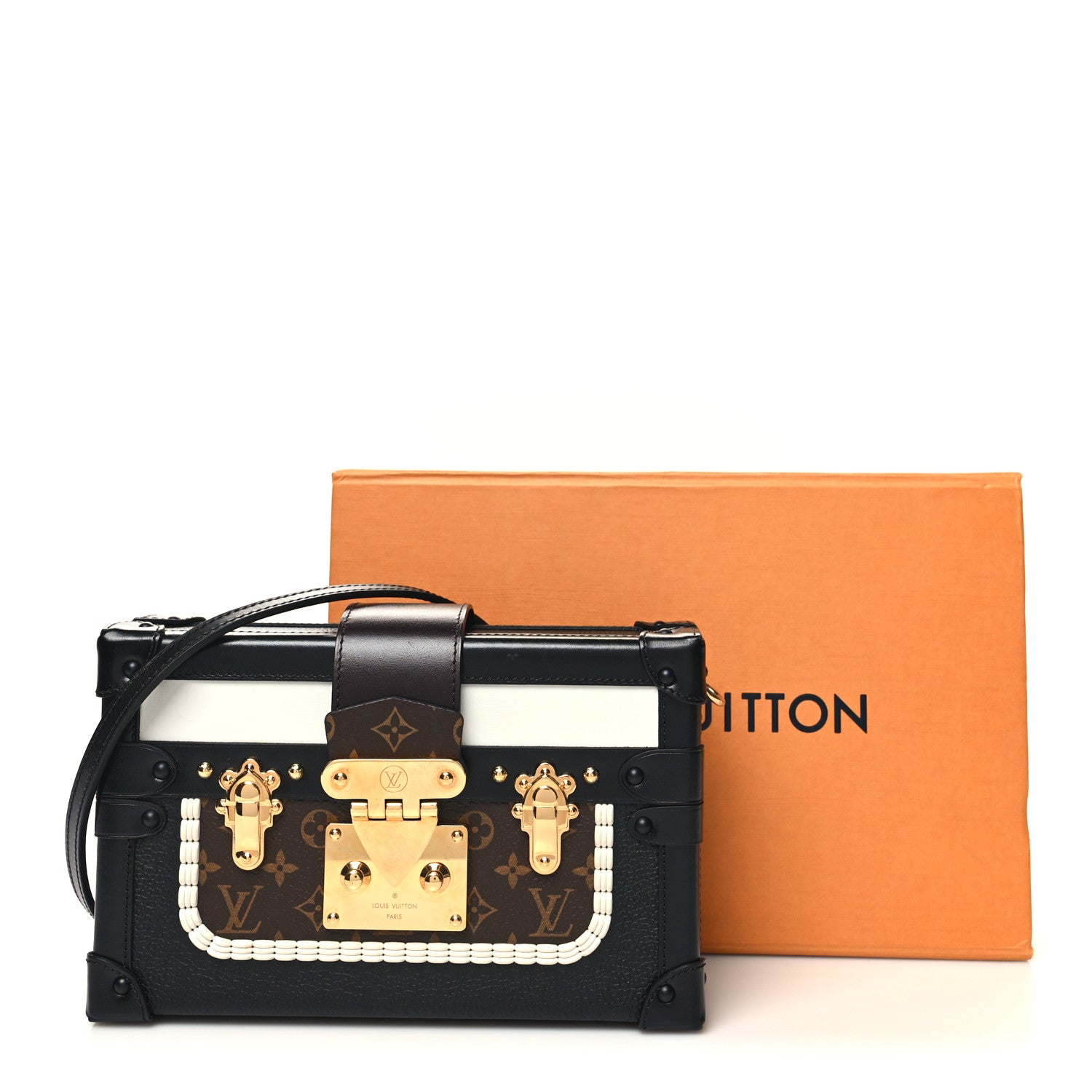 Louis Vuitton Monogram Calfskin Petite Malle Black White 10 of 10