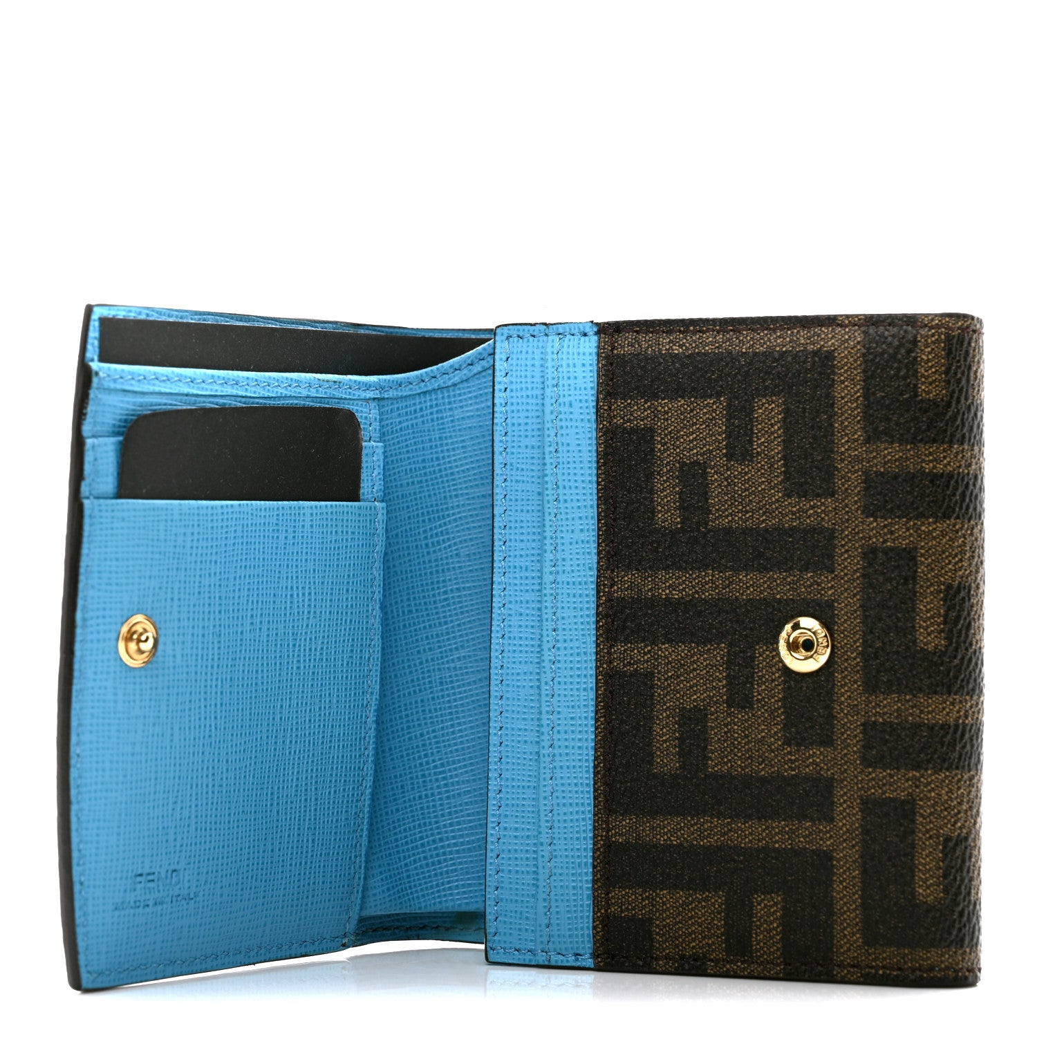Fendi Vitello Elite Zucca Compact Wallet Tobacco 5 of 12