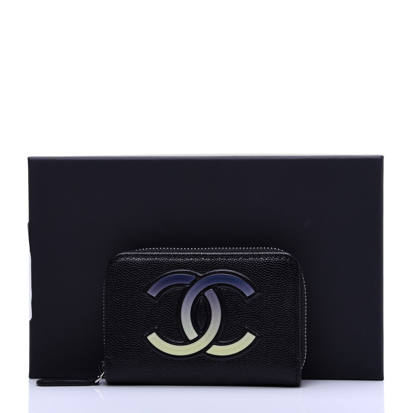 Caviar CC Small Zip Around Coin Purse Black Blue Green