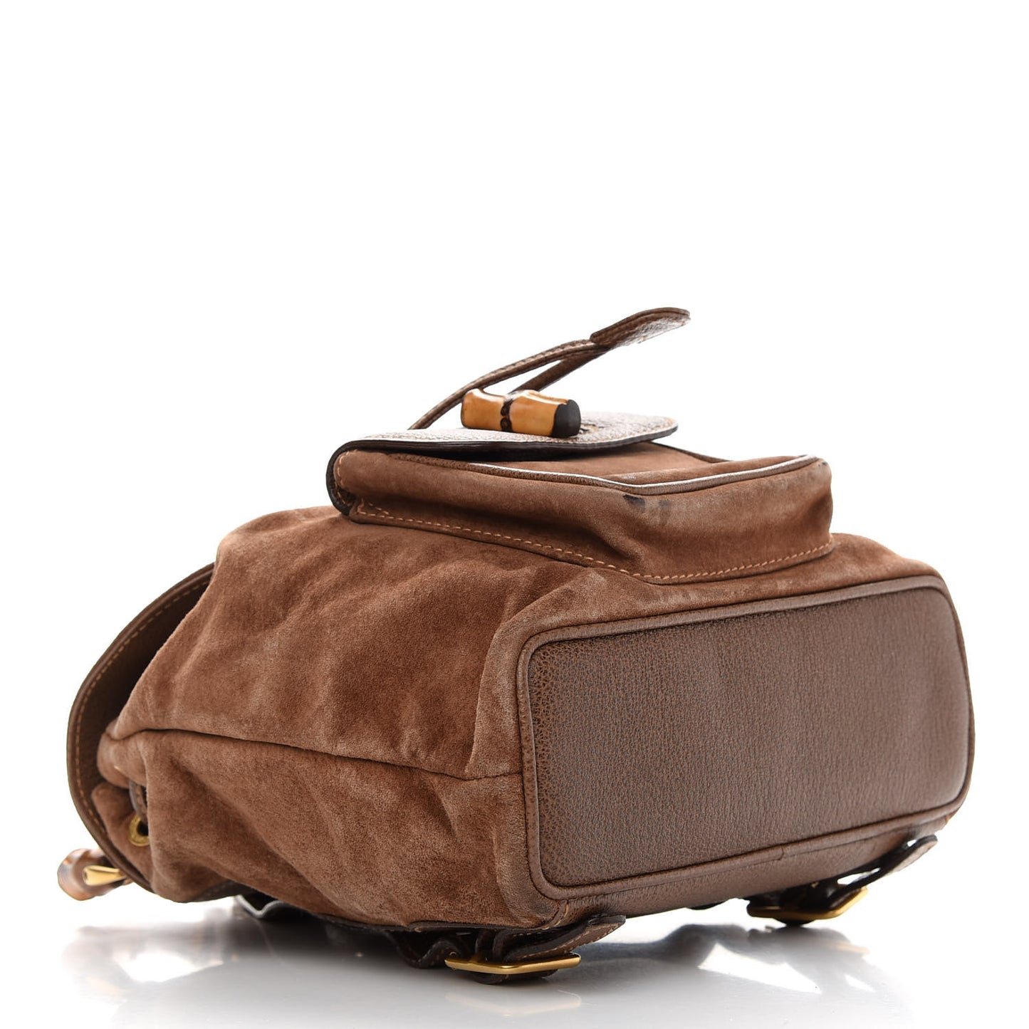 Suede Calfskin Bamboo Backpack Brown
