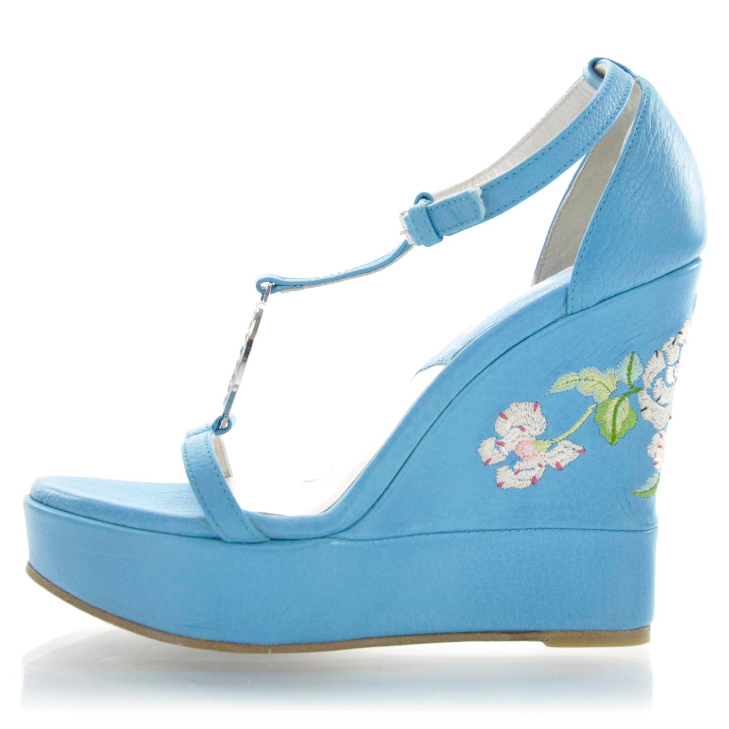Christian Dior Leather Vintage Flowers Wedge Sandals 36.5 2 of 6