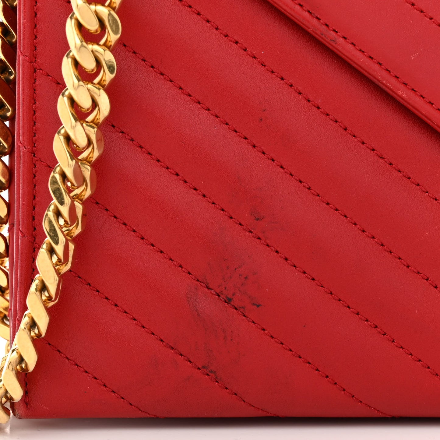 Calfskin Matelasse Chevron Medium Monogram Satchel Red