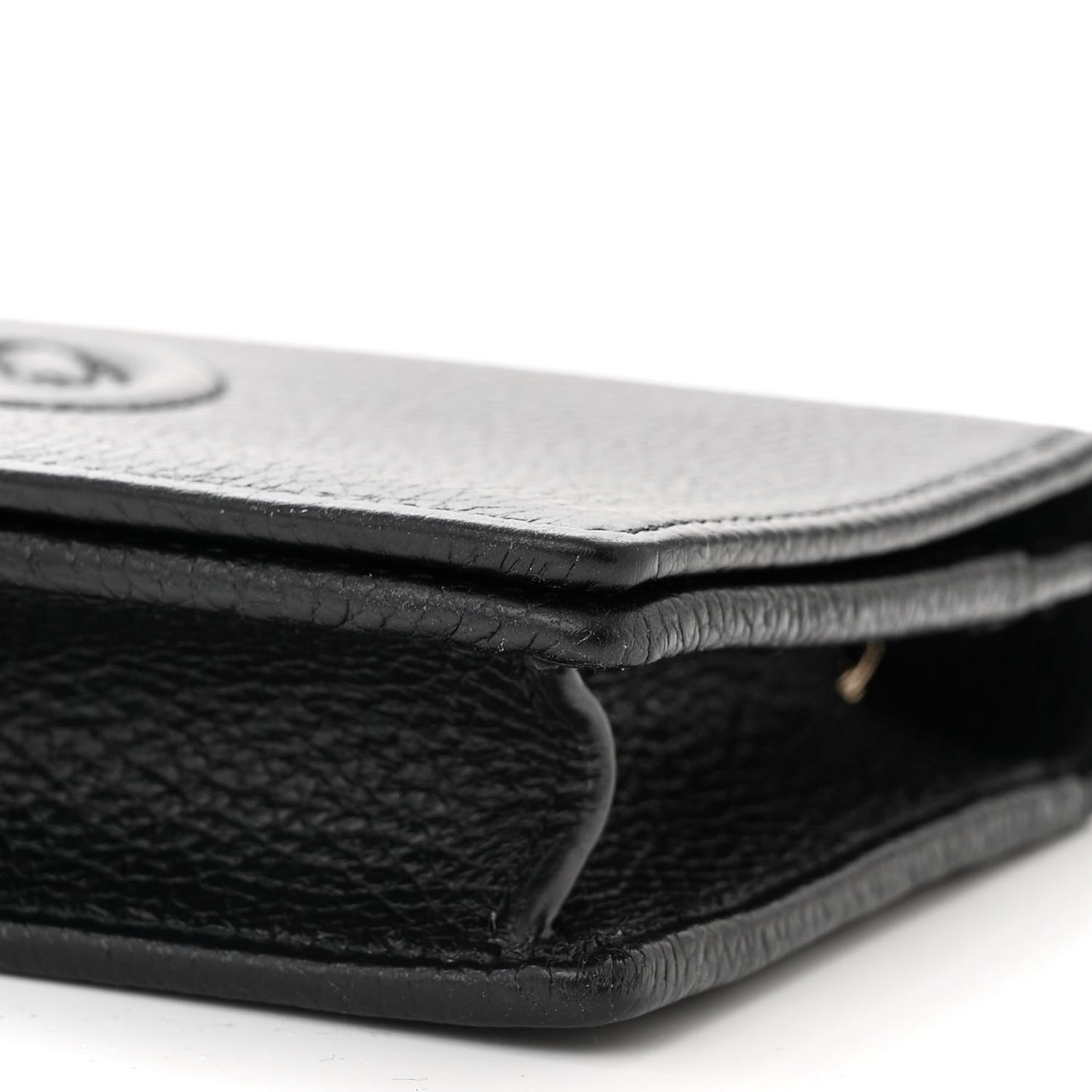 Pebbled Calfskin Soho Wallet On Chain Black