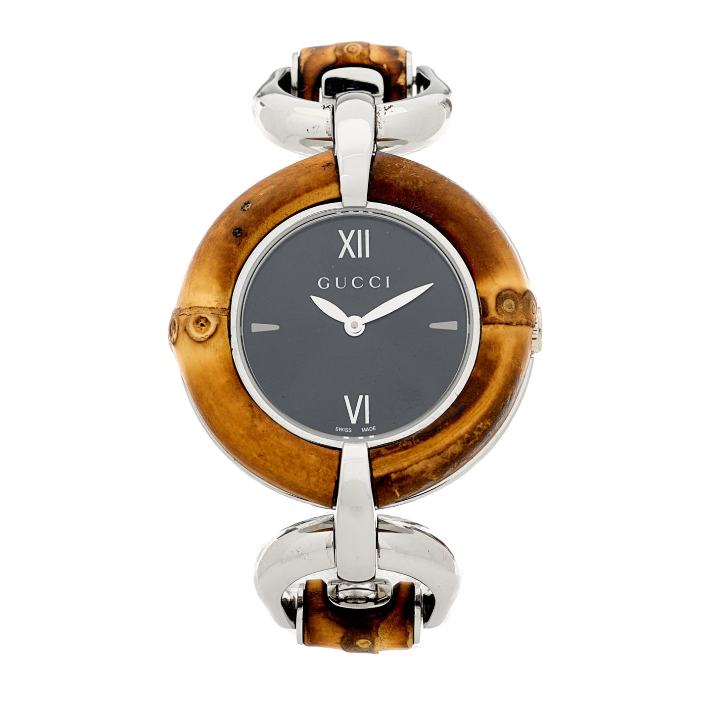 Stainless Steel Bamboo 35mm Quartz Watch Black