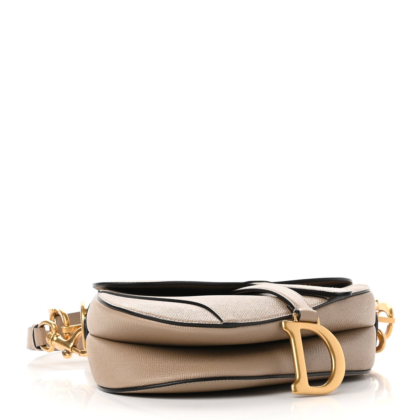 Grained Calfskin Saddle Bag With Strap Hazelnut