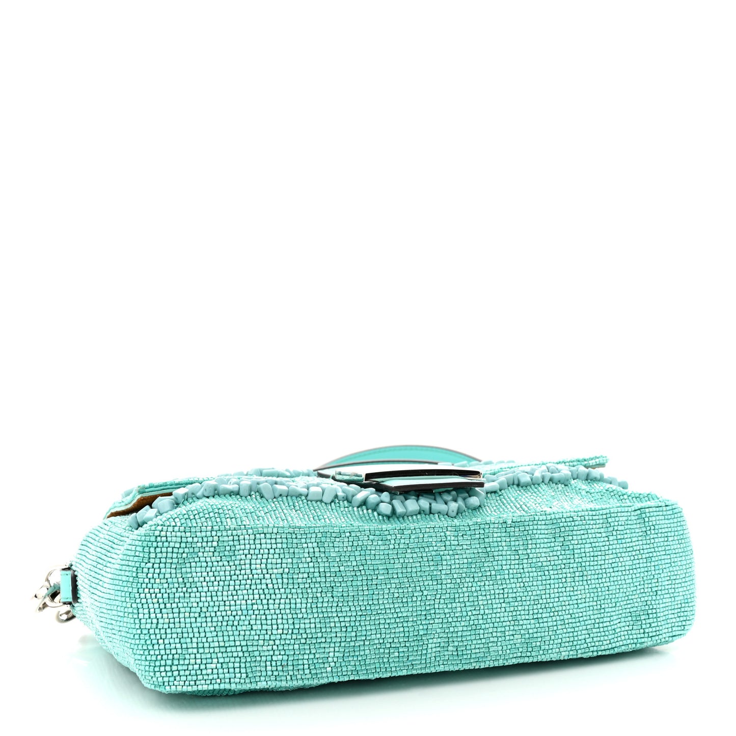Rolling Stone Vitello Seta Bead Embroidered Re-Edition Baguette Spring Turquoise