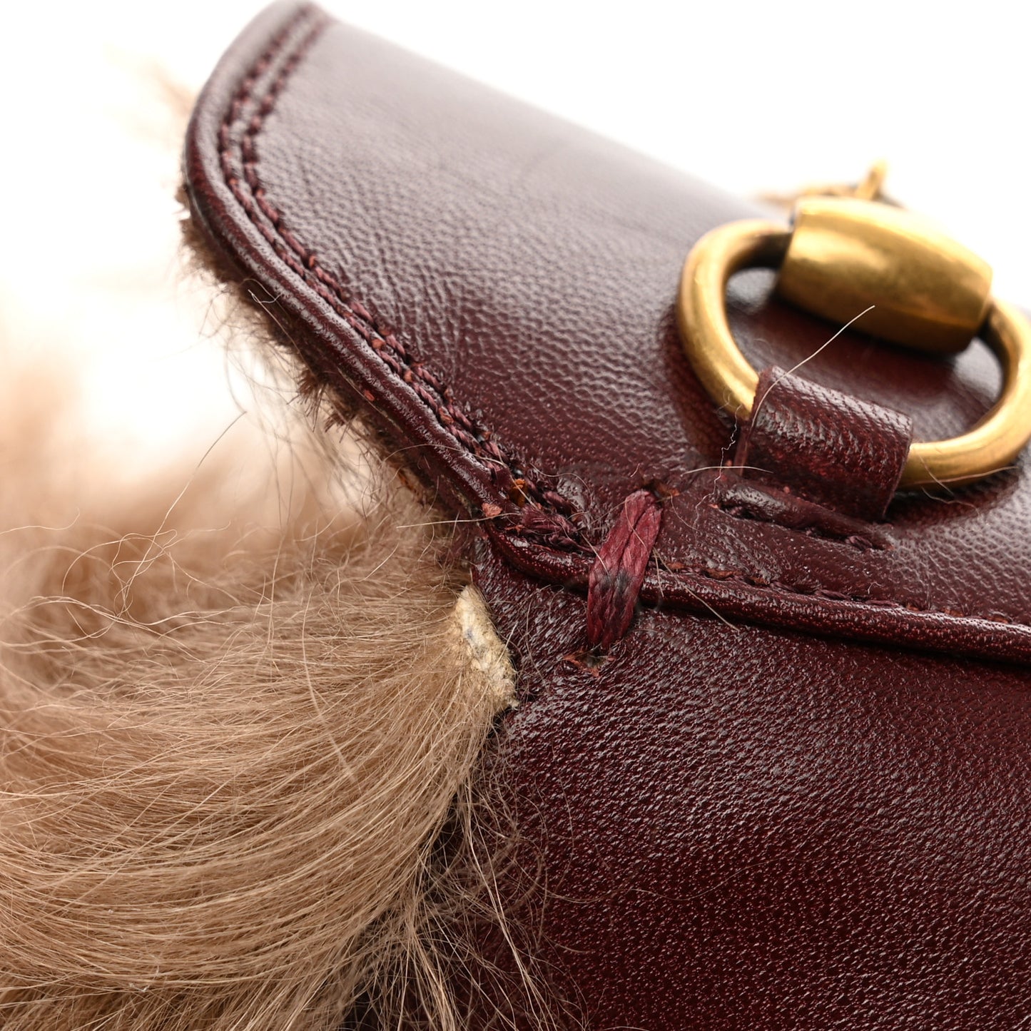 Calfskin Fur Womens Princetown Slippers 35.5 Vintage Bordeaux