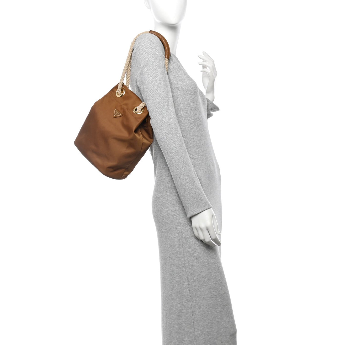 Re-Nylon Triangle Mariner Small Bucket Bag Brandy