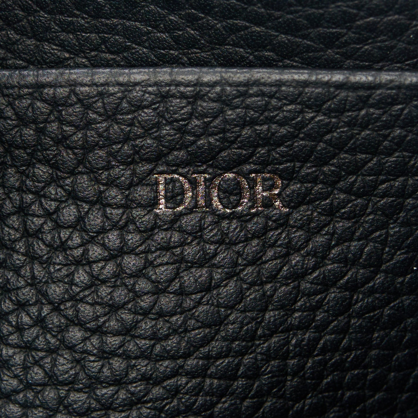 Grained Calfskin CD Icon Zipped Pouch With Strap Black