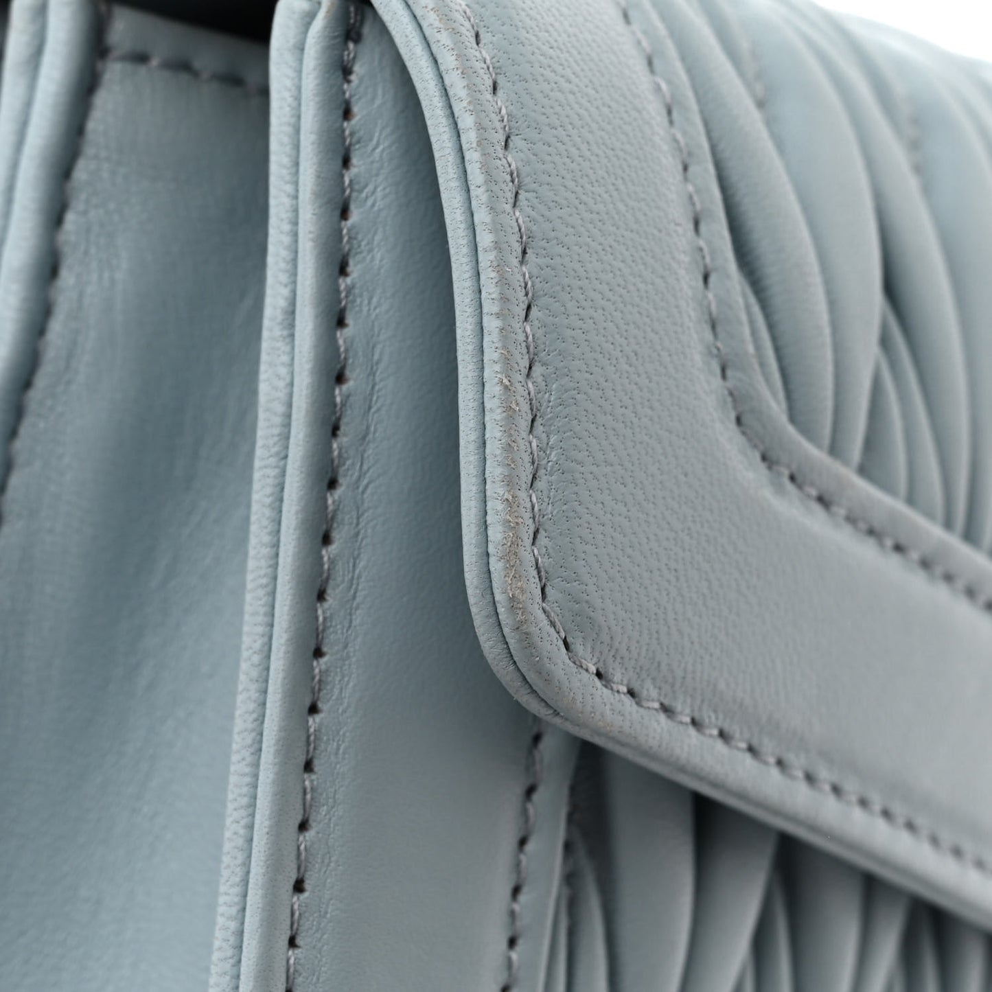 Lambskin Confidential Matelasse Chain Shoulder Bag Light Blue