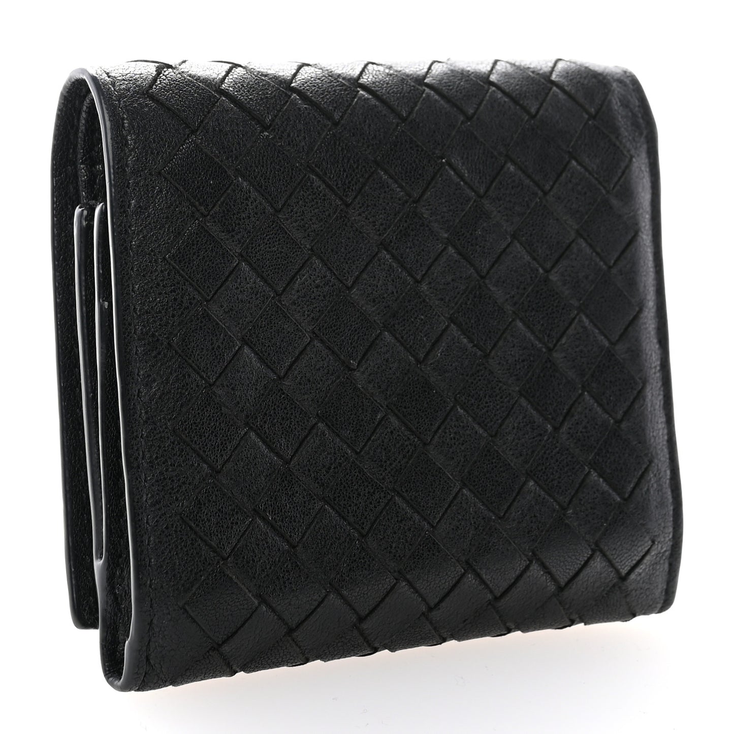 Nappa Intrecciato Tri-Fold Wallet Black