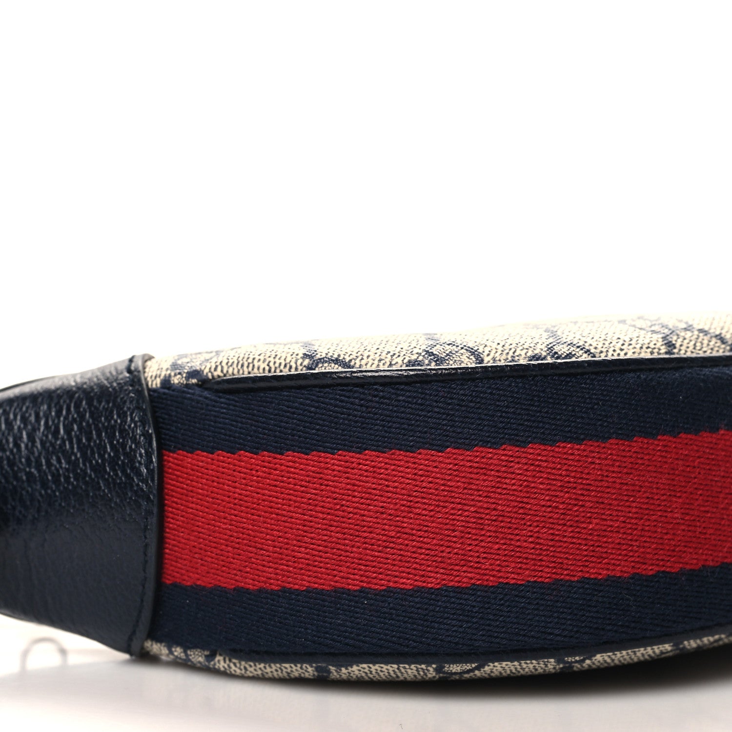 Gucci GG Supreme Monogram Textured Dollar Calfskin Web Mini Ophidia Half Moon Hobo Beige Blue 9 of 12