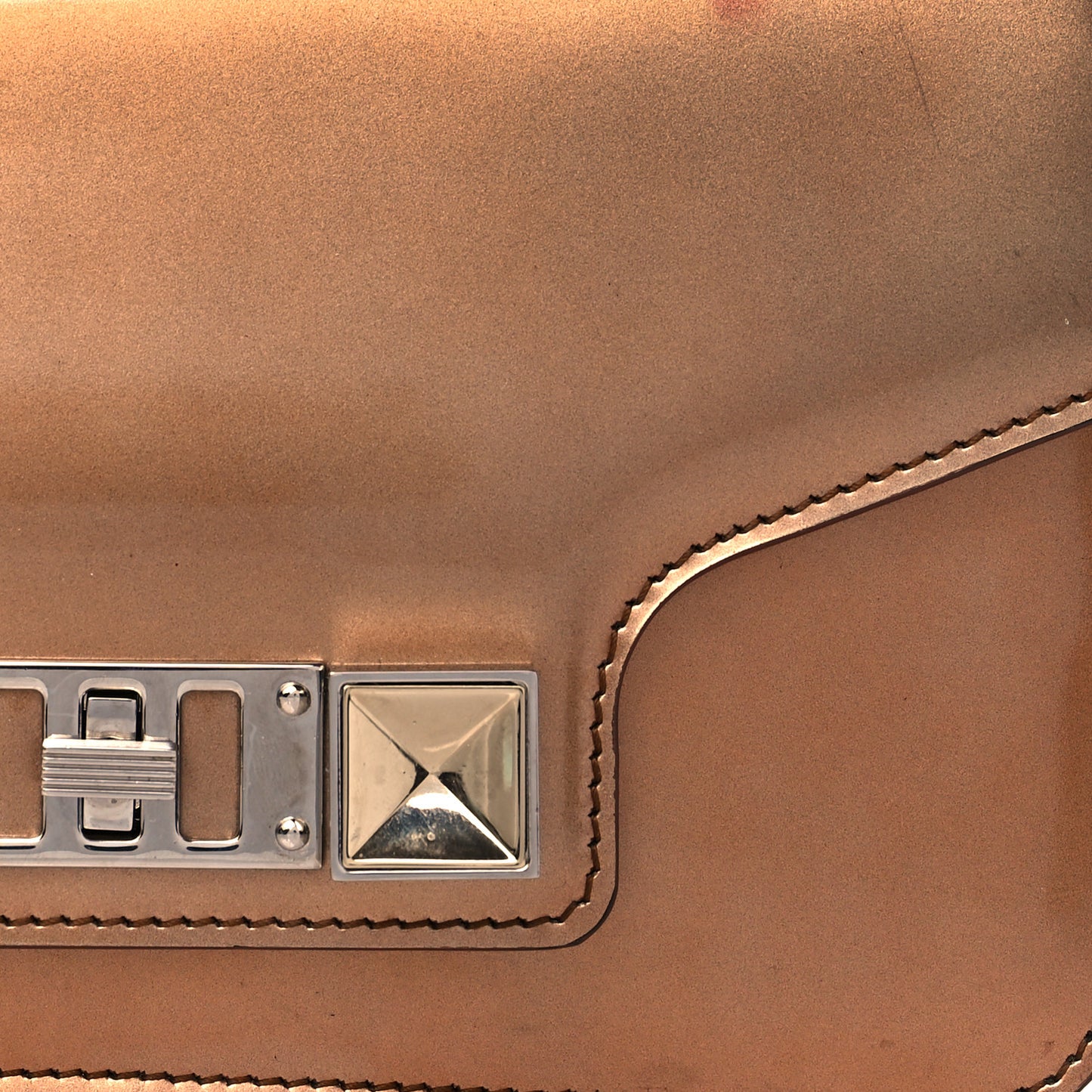 Metallic Patent PS11 Chain Wallet Brown