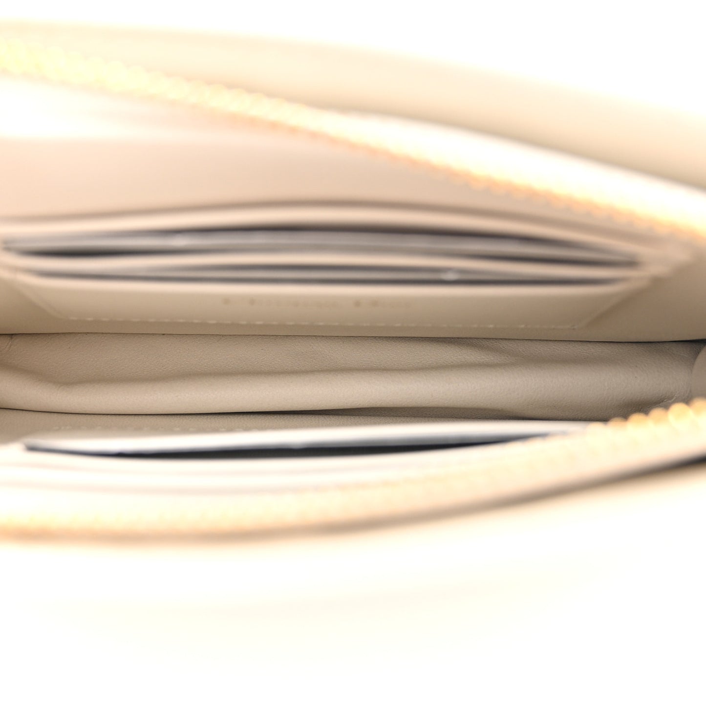 Calfskin Cannage Caro Zipped Pouch With Chain Latte