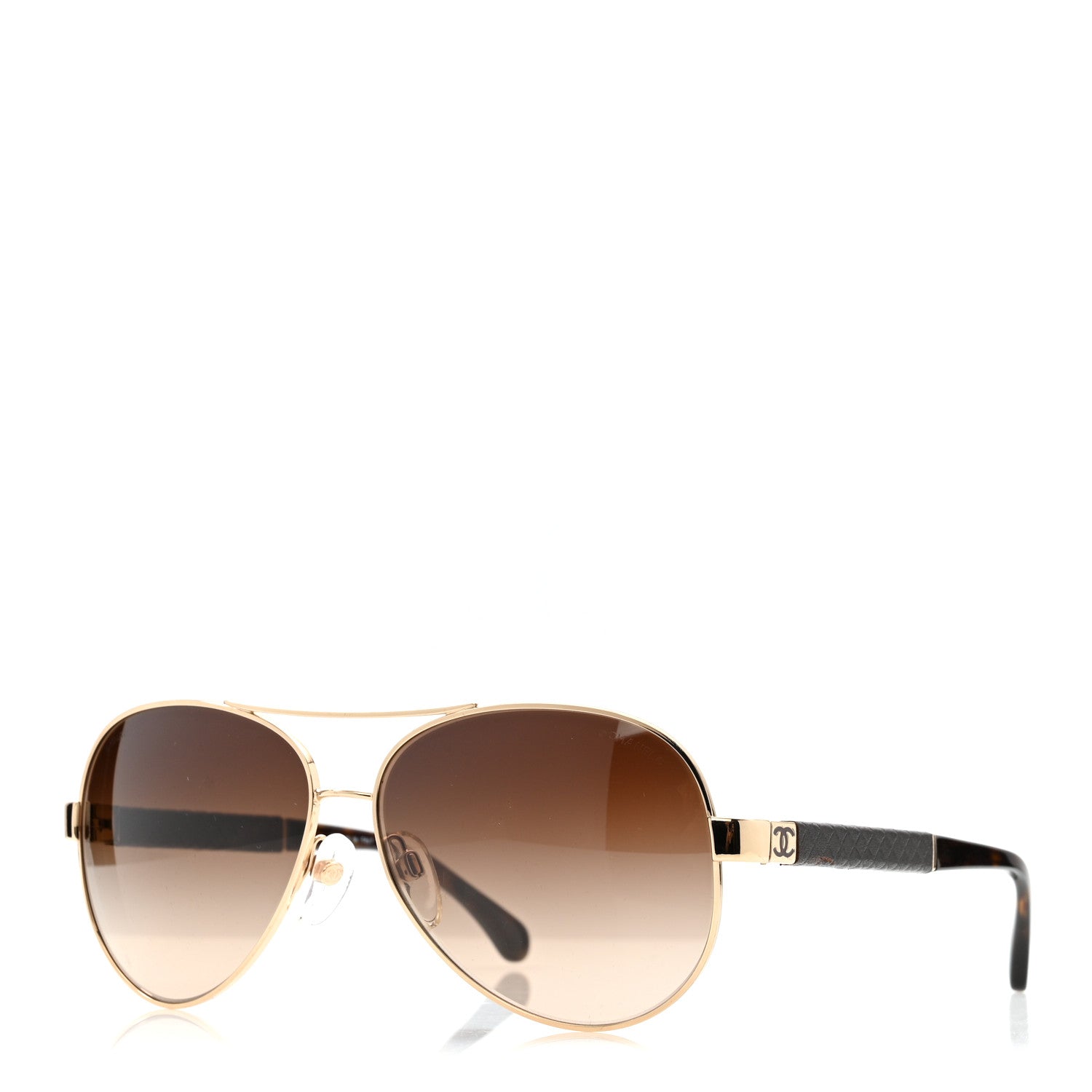 Chanel Lambskin Quilted CC Aviator Sunglasses 4195-Q Black 1857126