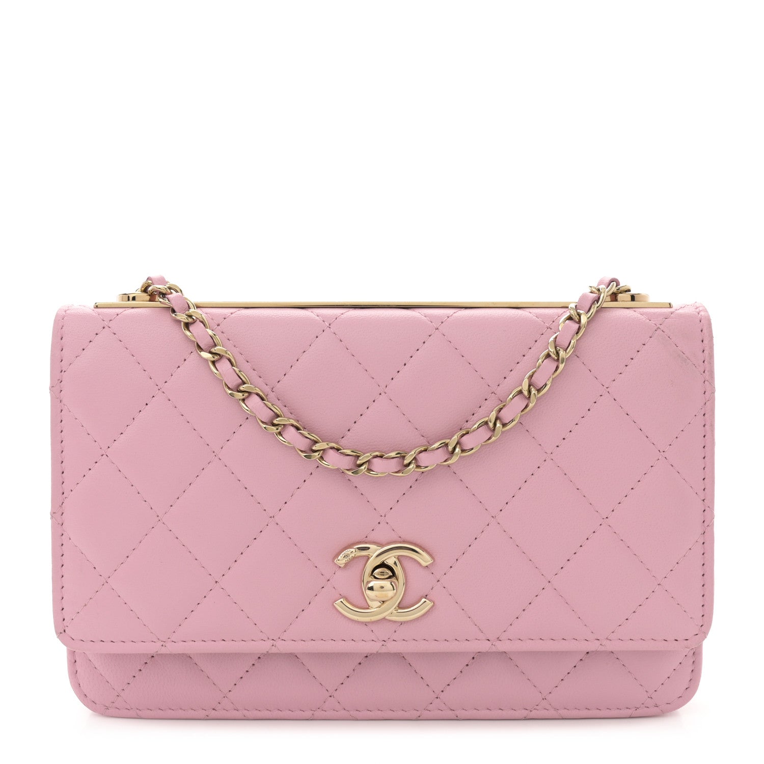 Chanel Lambskin Quilted Trendy CC Wallet On Chain WOC Pink 1 of 12