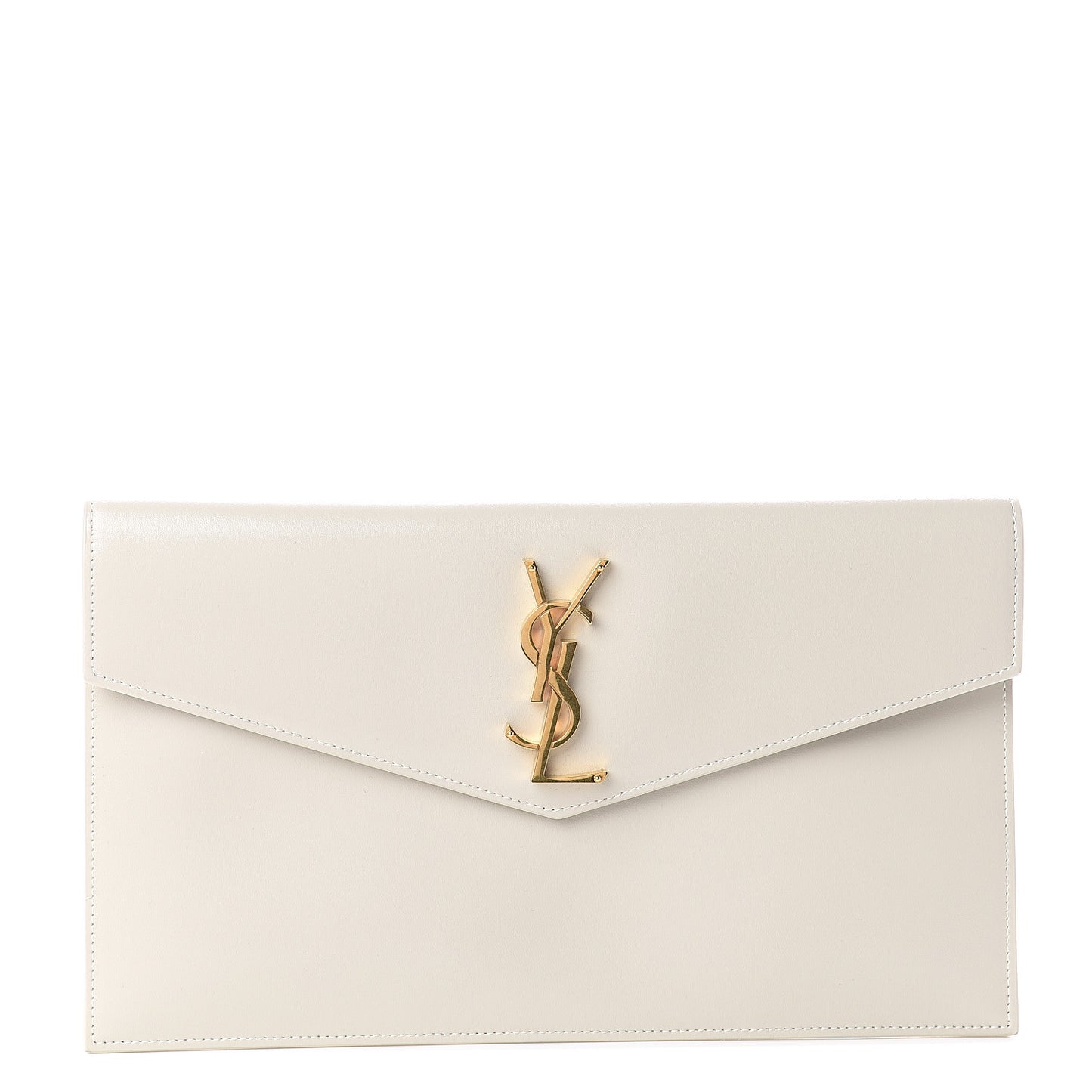 Smooth Shiny Calfskin Uptown Pouch Crema Soft