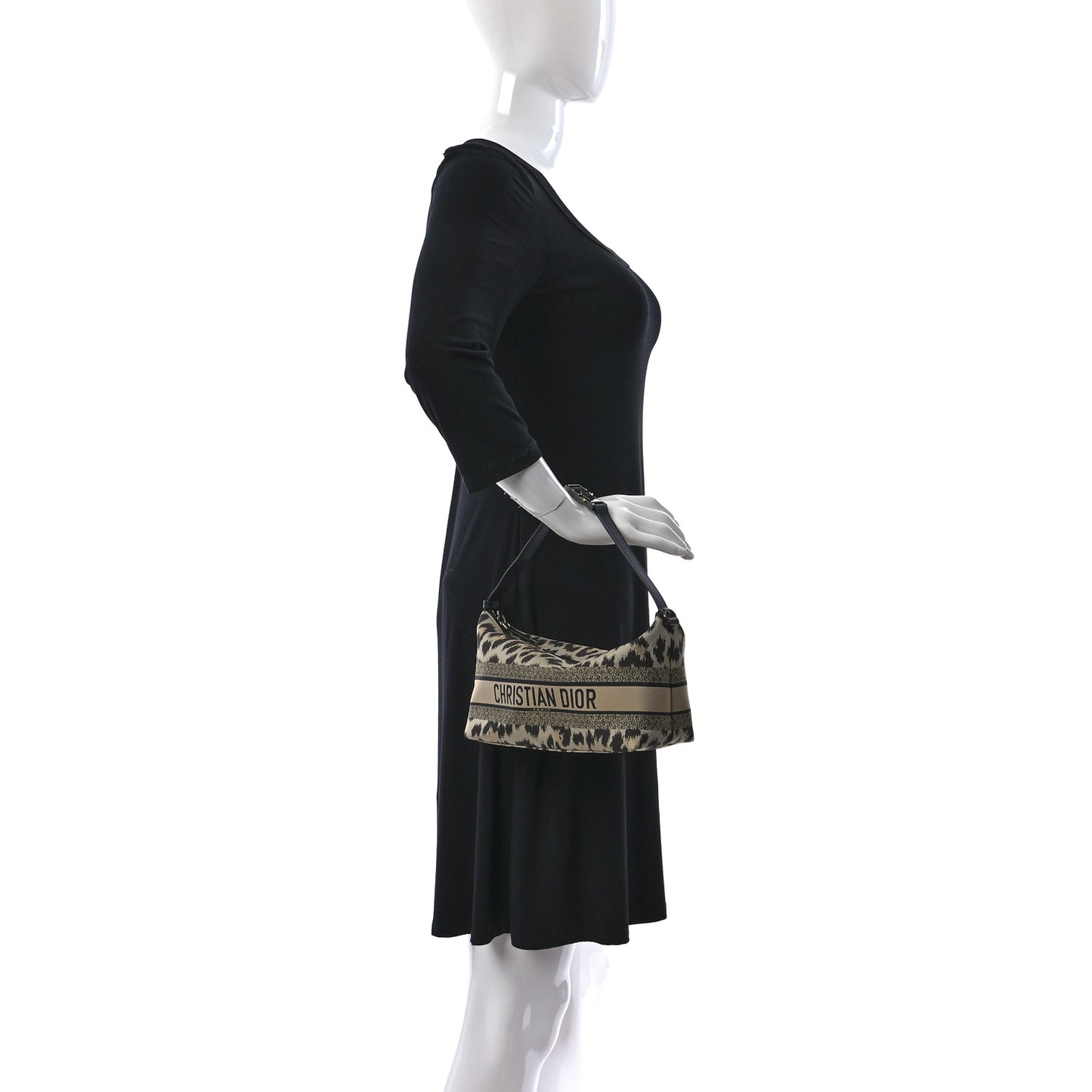 Canvas Mizza Embroidered Medium Leopard Diortravel Nomad Pouch Beige