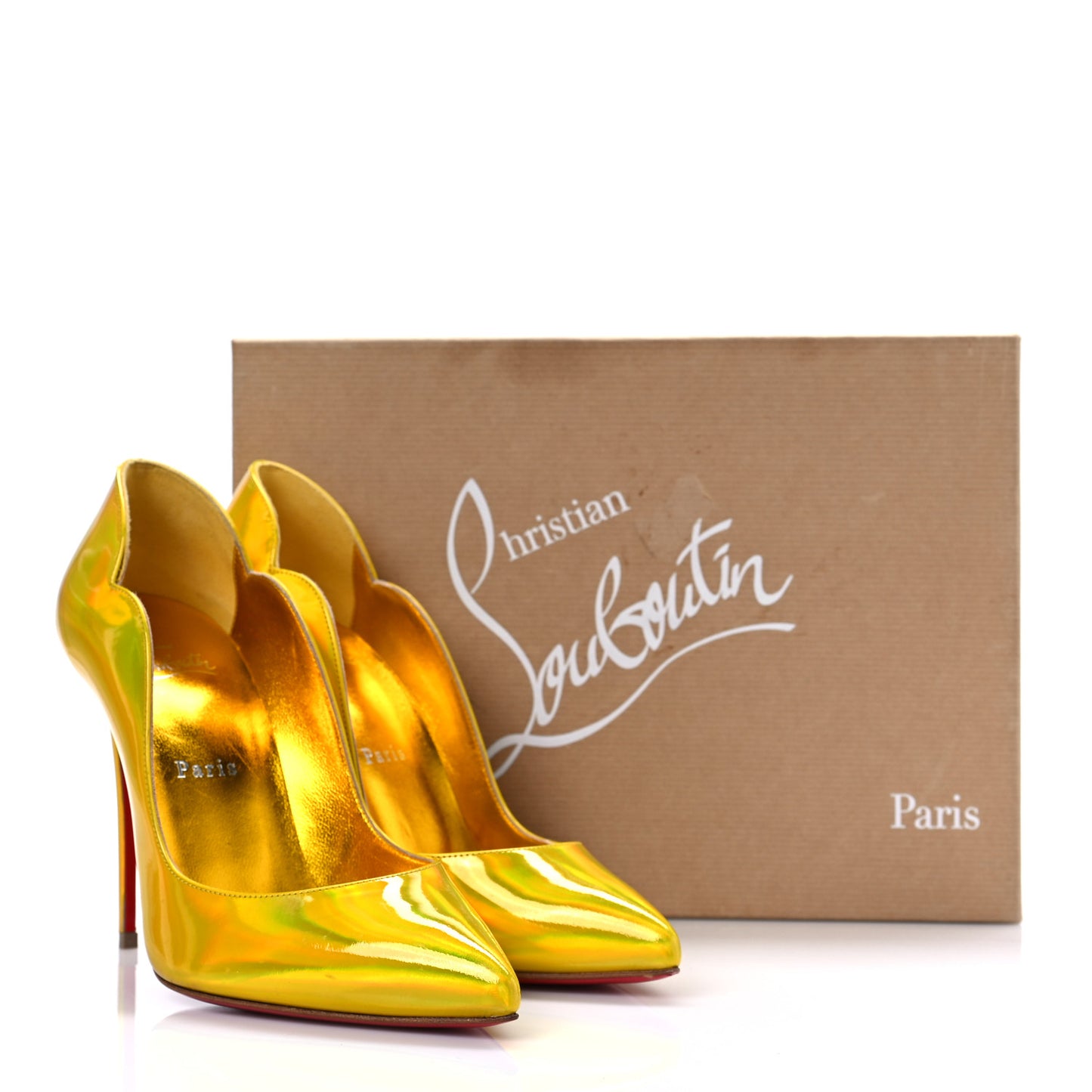 Metallic Patent Hot Chick 100 Pumps 38 Yellow