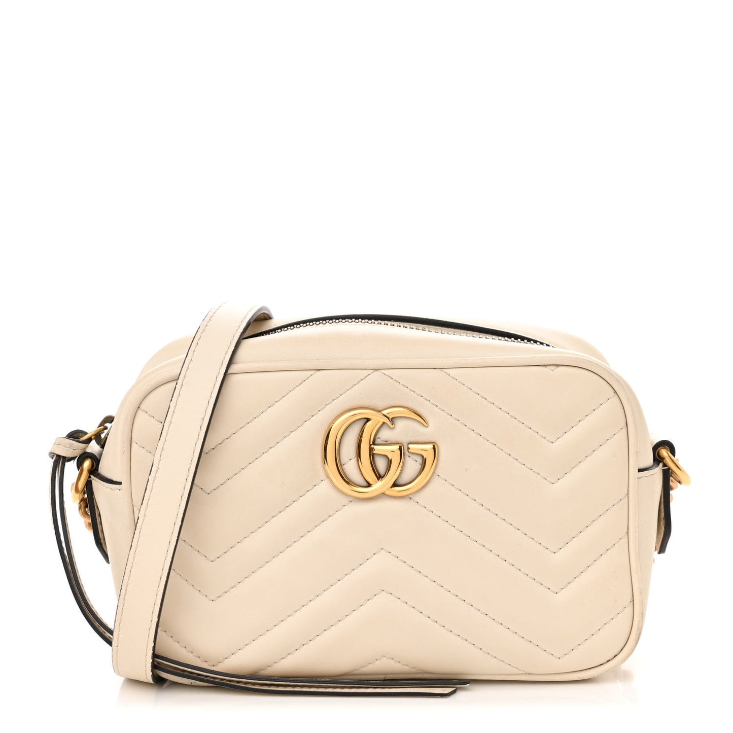 Calfskin Matelasse Mini GG Marmont Chain Shoulder Bag White