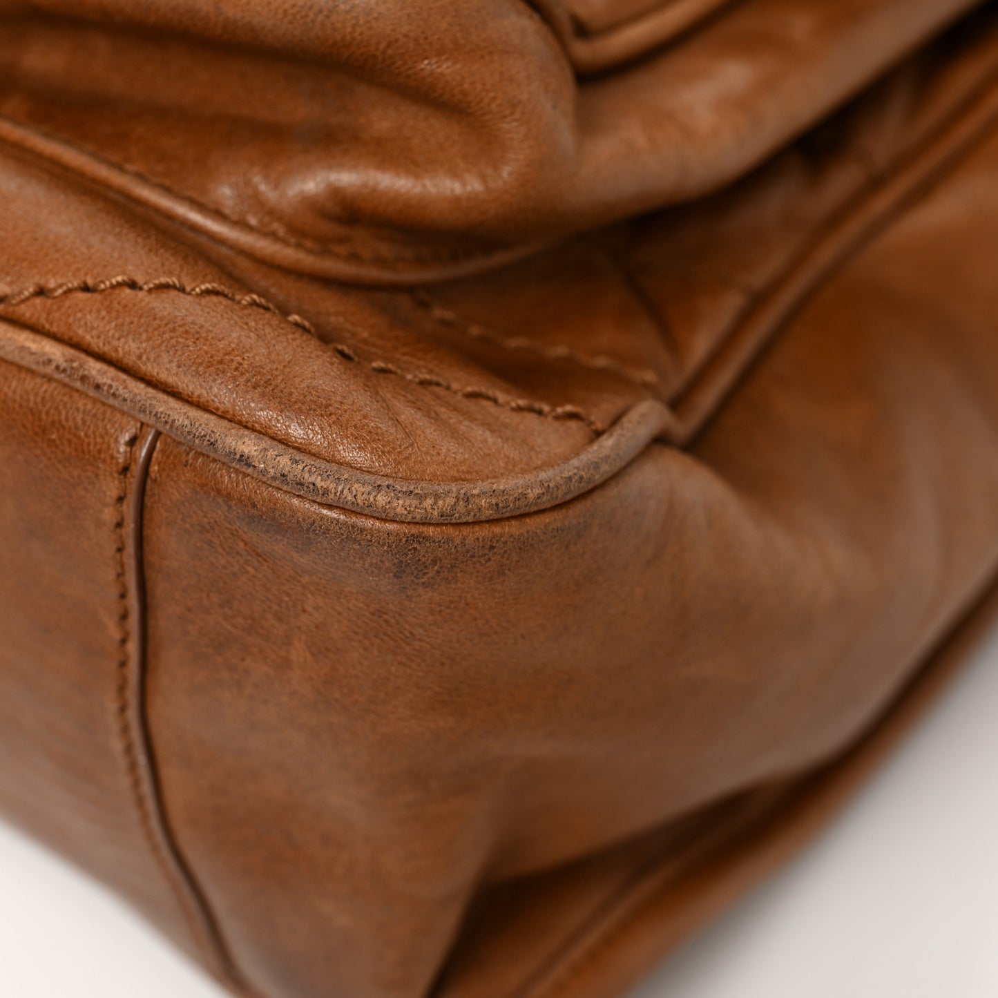 Crinkled Calfskin Matelasse Monogram Medium Niki Chain Satchel Brown