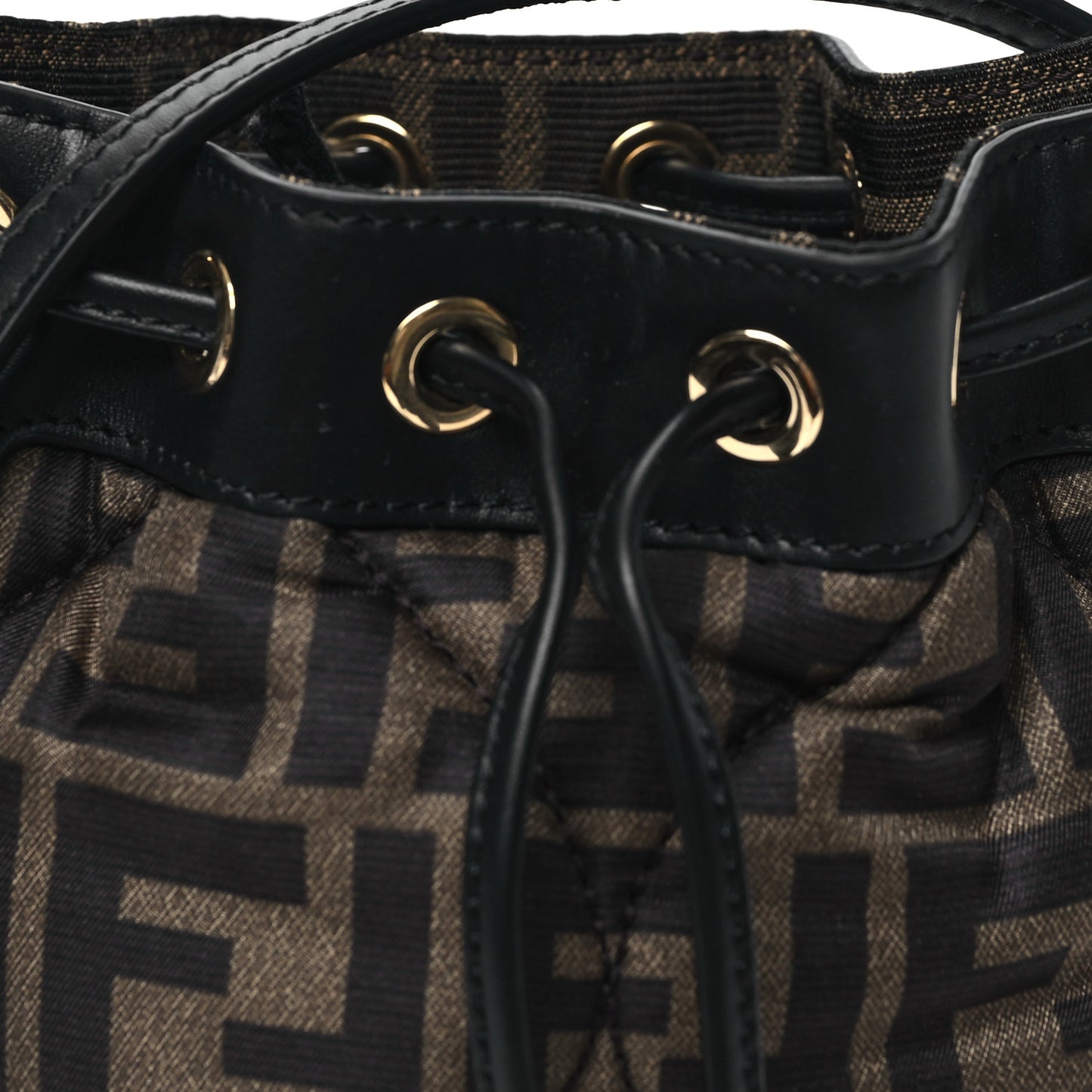 Silk Vitello King FF 1974 Quilted Mini Mon Tresor Bucket Bag Tobacco Moro